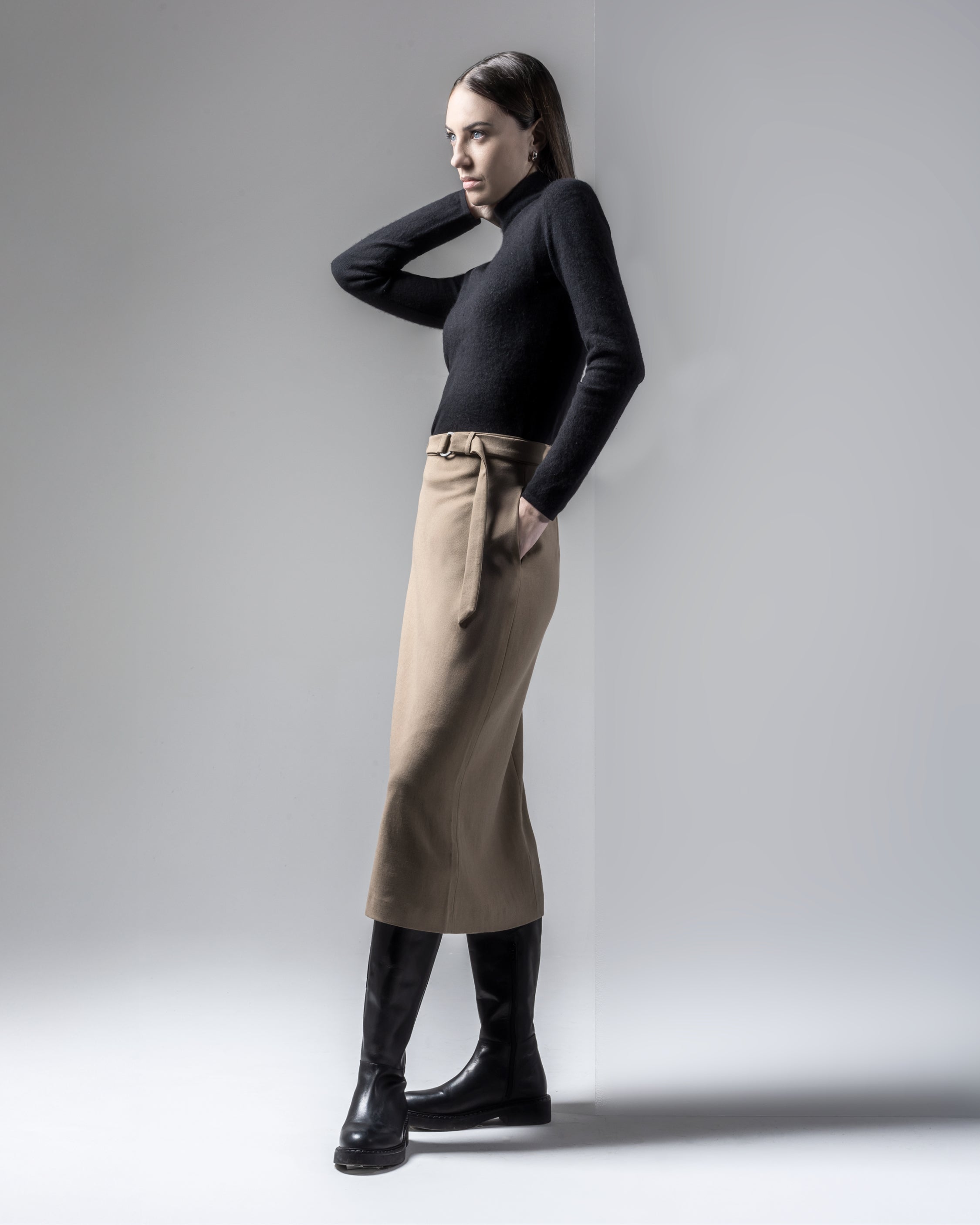 Wool Midi Skirt – 3350 camello