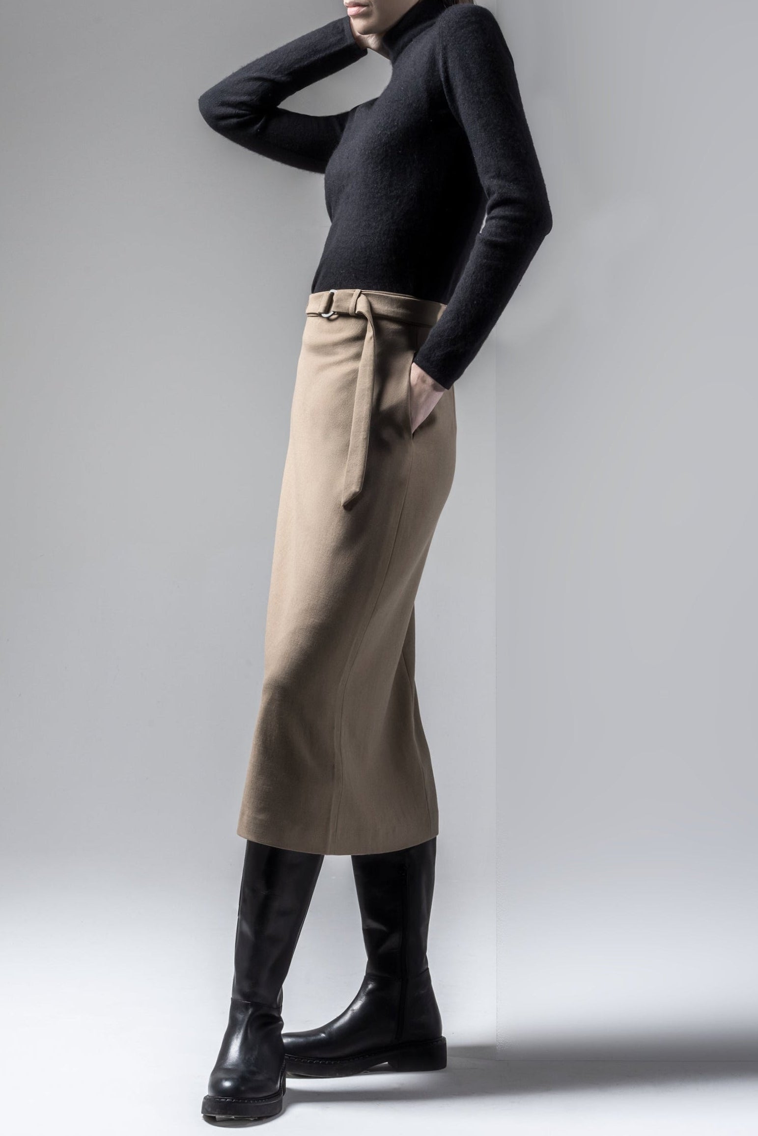 Wool Midi Skirt – 3350 camello