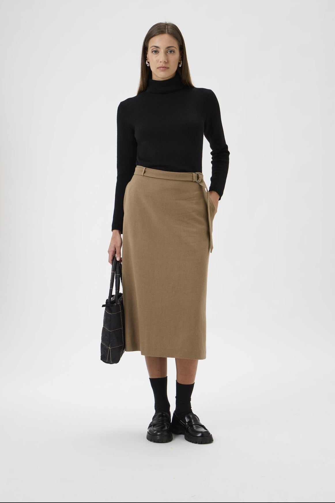 Wool Midi Skirt – 3350 camello