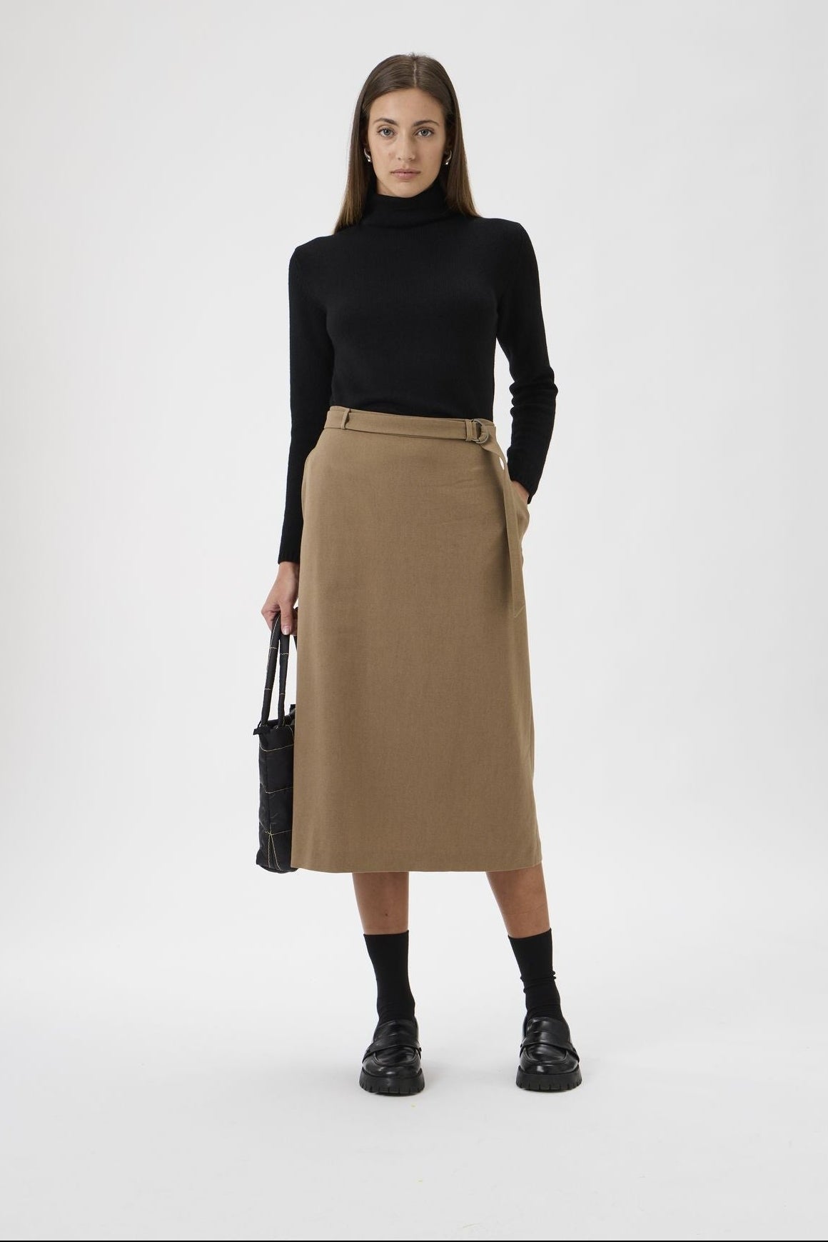 Wool Midi Skirt – 3350 camello