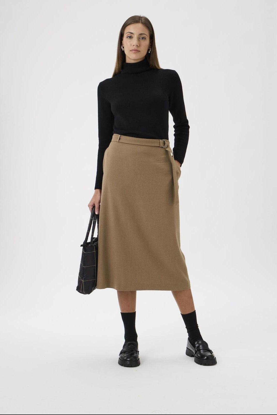 Wool Midi Skirt – 3350 camello