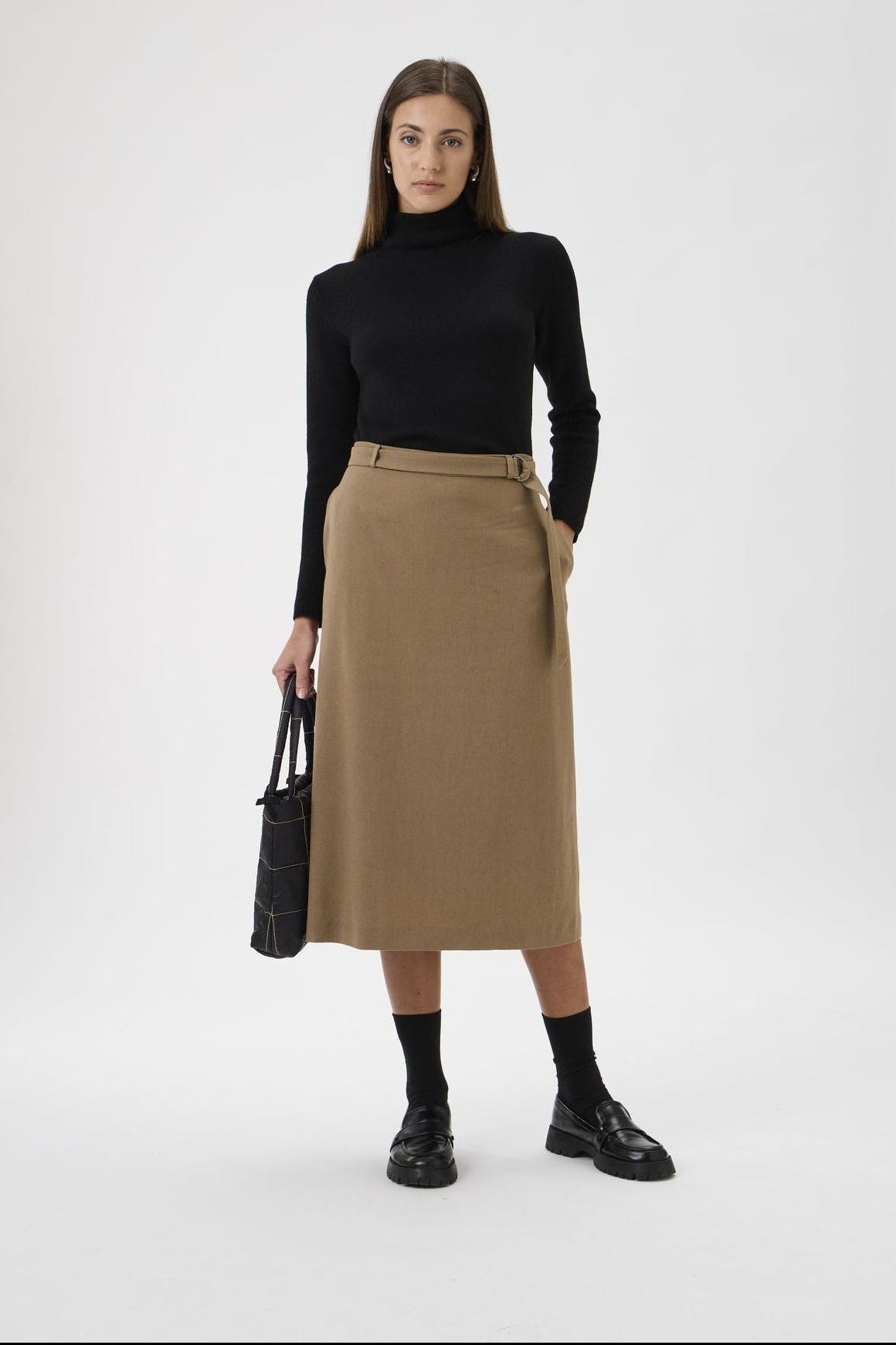 Wool Midi Skirt – 3350 camello