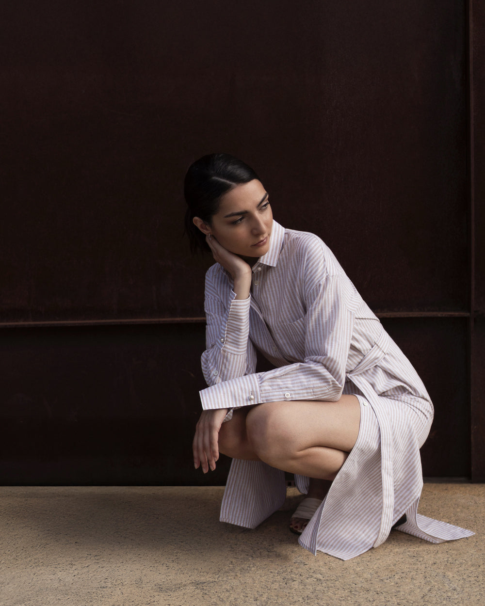 Belted Cotton Shirtdress – Rennes 2242 Stripes