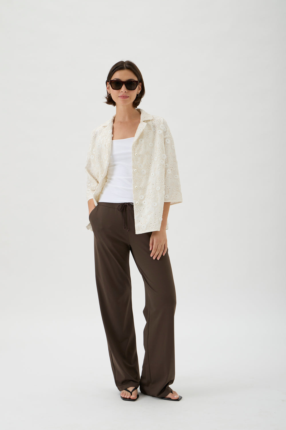 Embroidered 3/4 Sleeve Shirt – 2245 Ricamo 2245 NATURALE