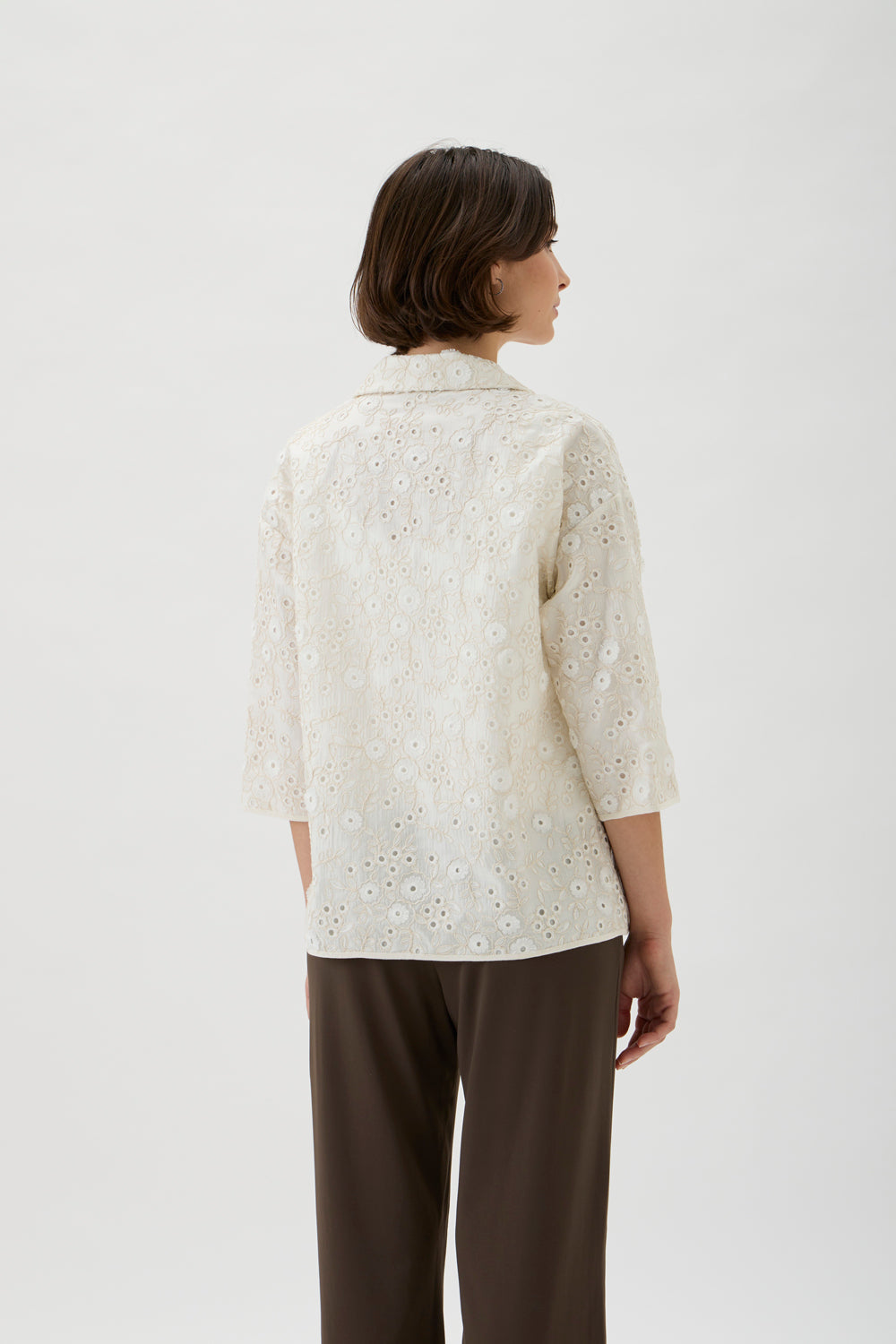 Embroidered 3/4 Sleeve Shirt – 2245 Ricamo 2245 NATURALE