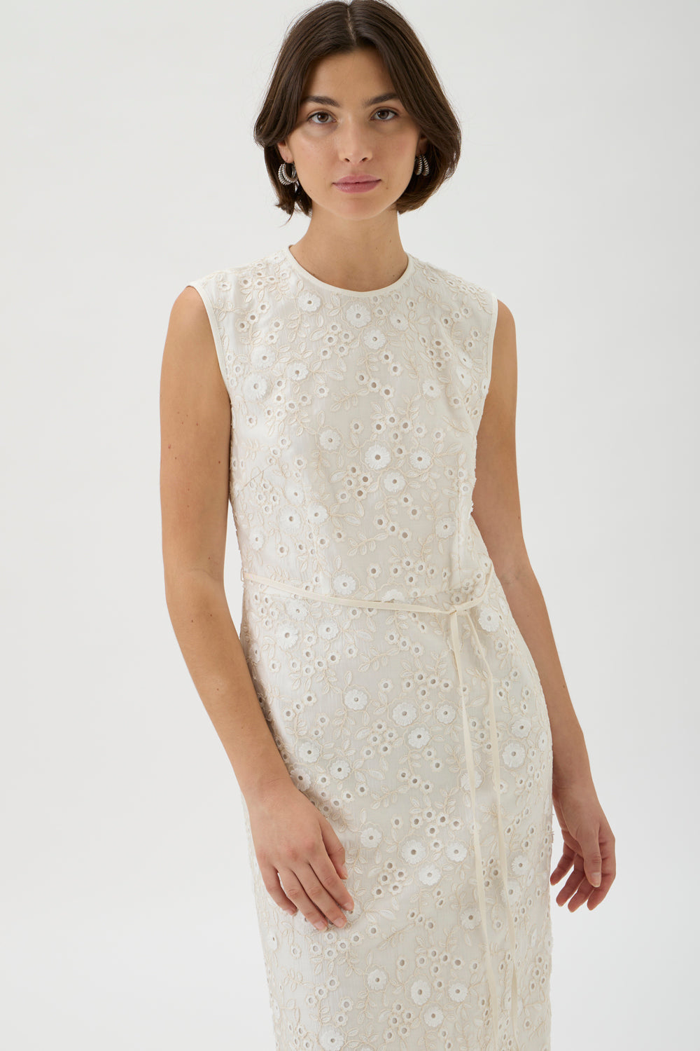 Embroidered Midi Dress – 9509 Ricamo 9509 NATURALE