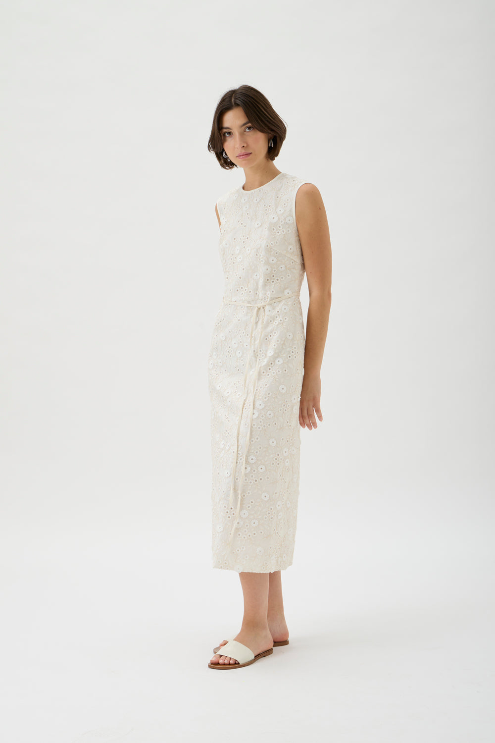Embroidered Midi Dress – 9509 Ricamo 9509 Naturale