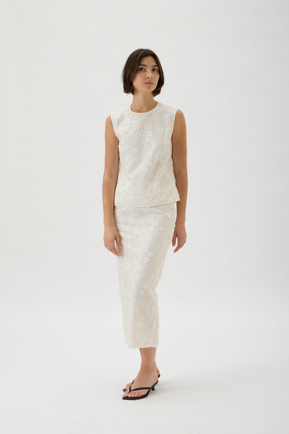 Embroidered Midi Dress – 2244 Ricamo Naturale
