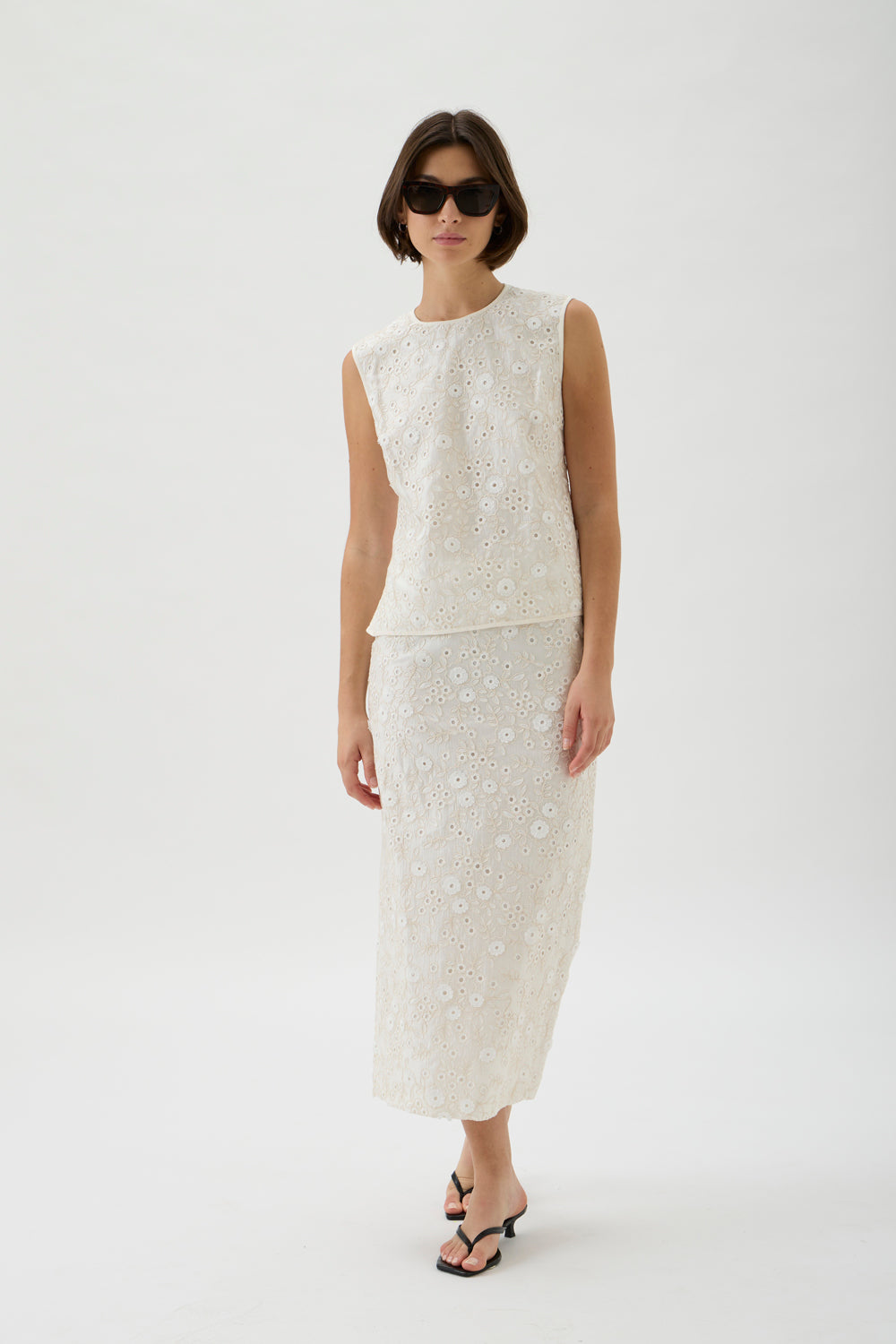 Embroidered Midi Dress – 9509 Ricamo 9509 Naturale