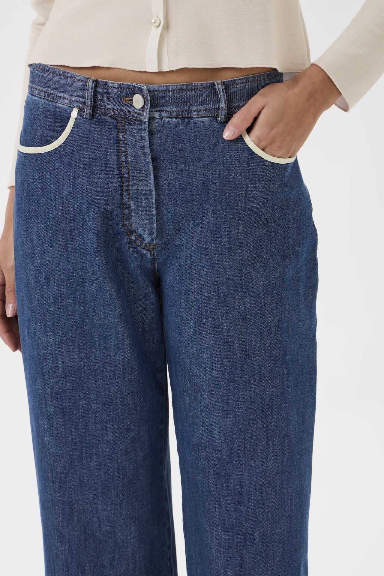 Wide Leg Jeans i Stretch Washed Denim – 4017 | Elise Gug