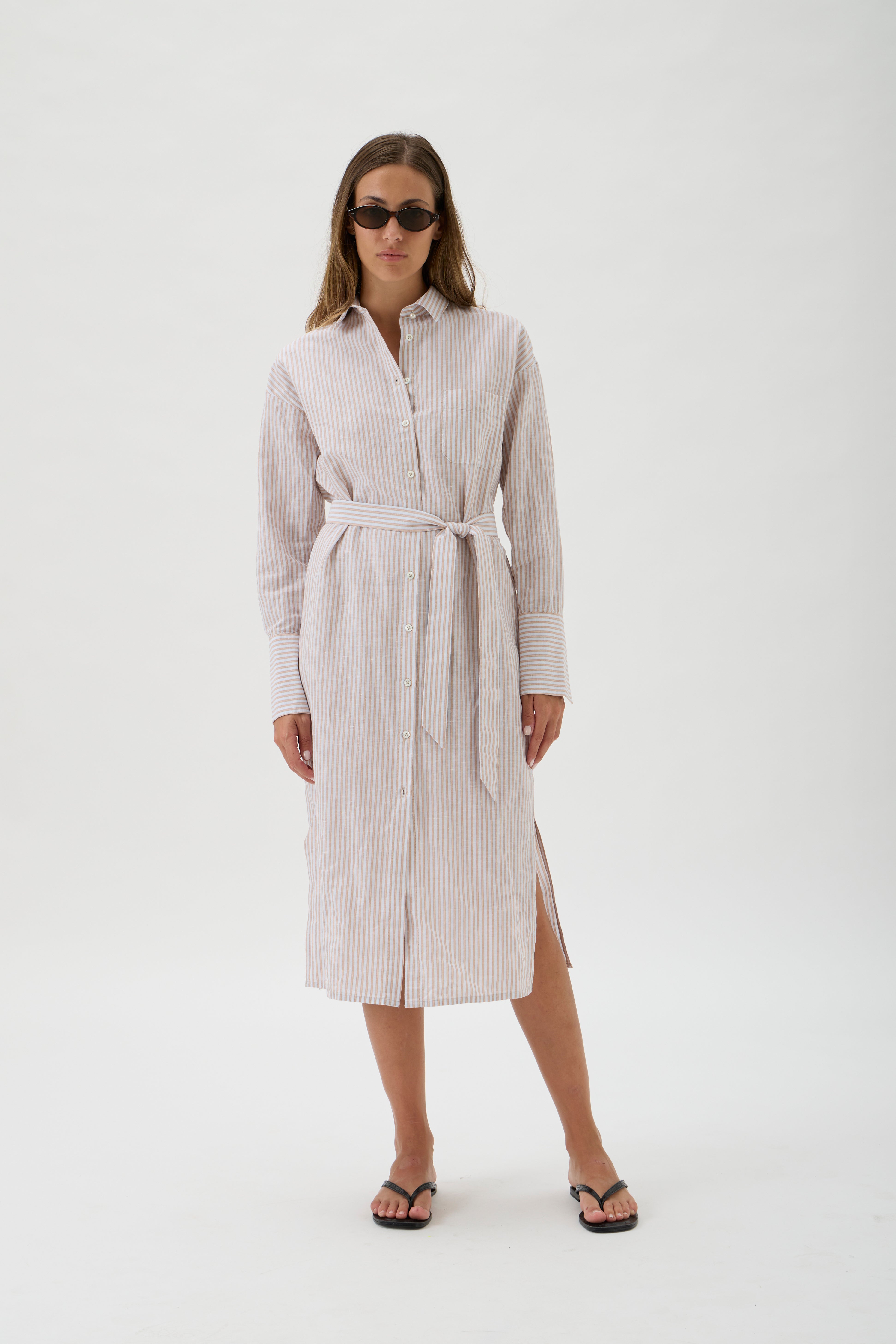 Belted Cotton Shirtdress – Rennes 2242 Stripes