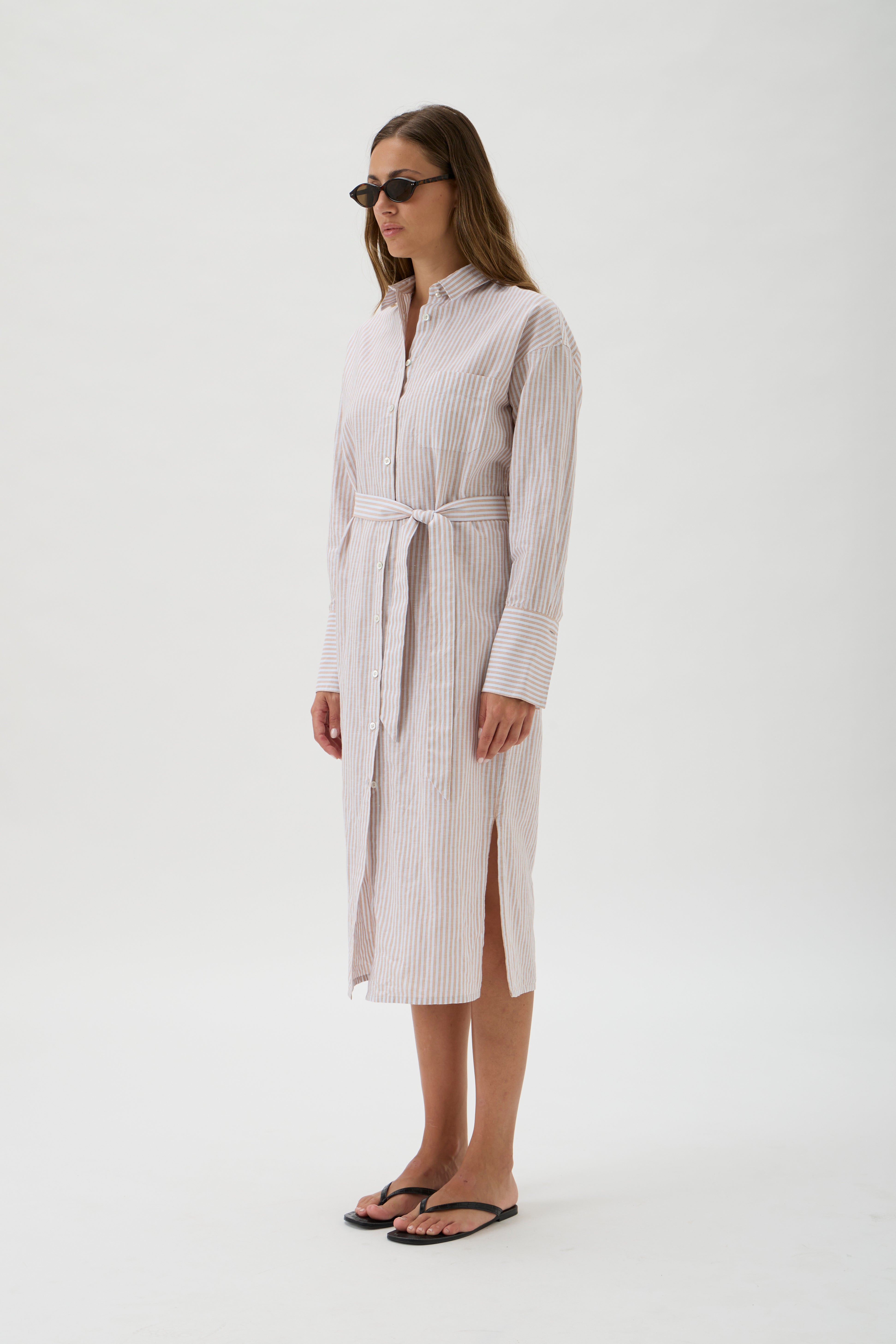 Belted Cotton Shirtdress – Rennes 2242 Stripes