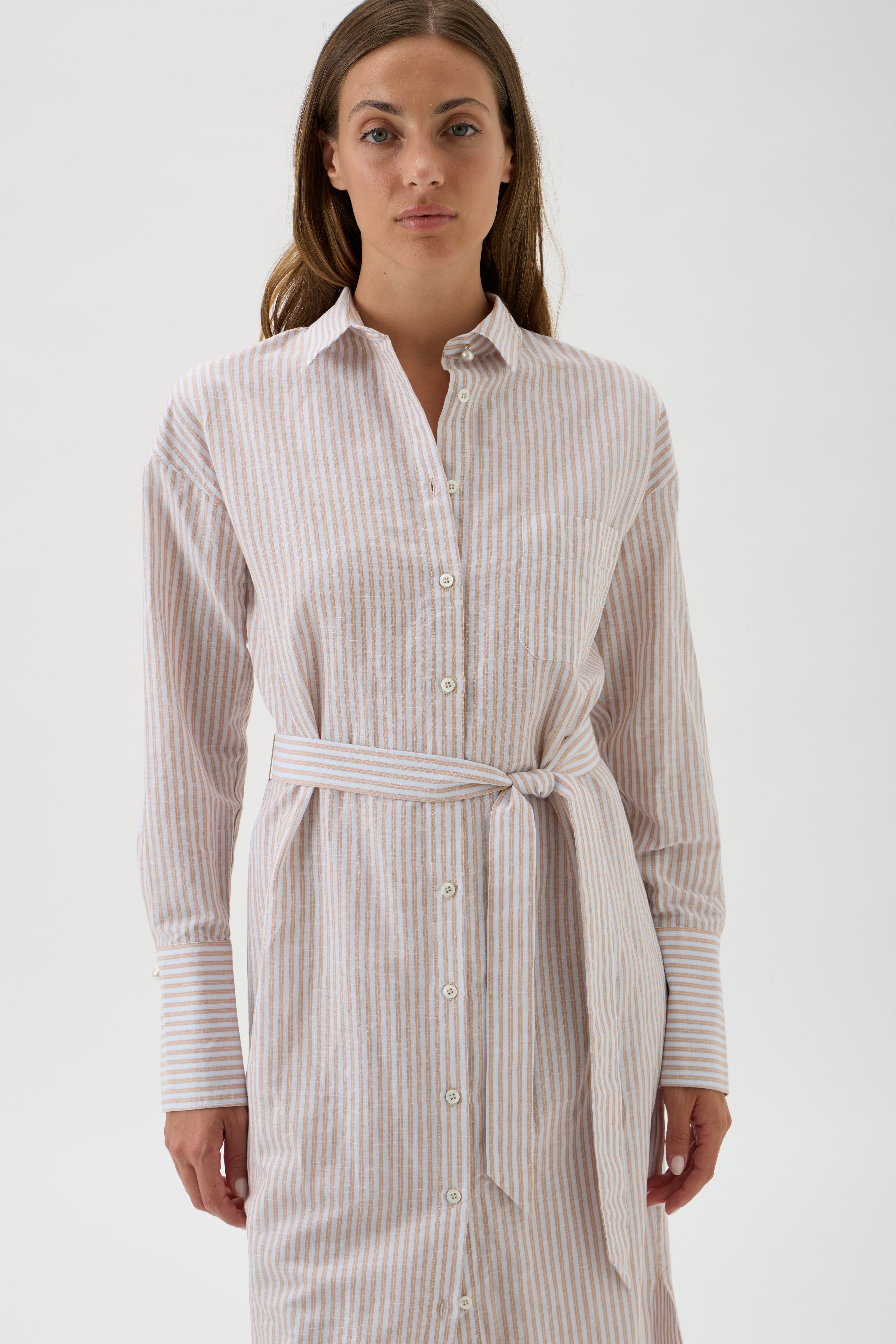 Belted Cotton Shirtdress – Rennes 2242 Stripes