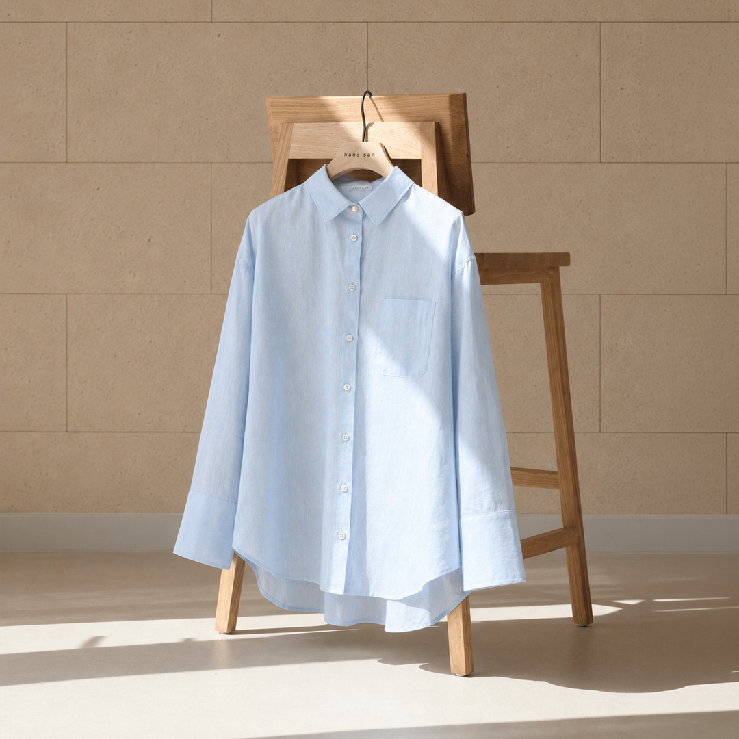 Boyfriend Linen Shirt – Maxlin 2241 Light Blue