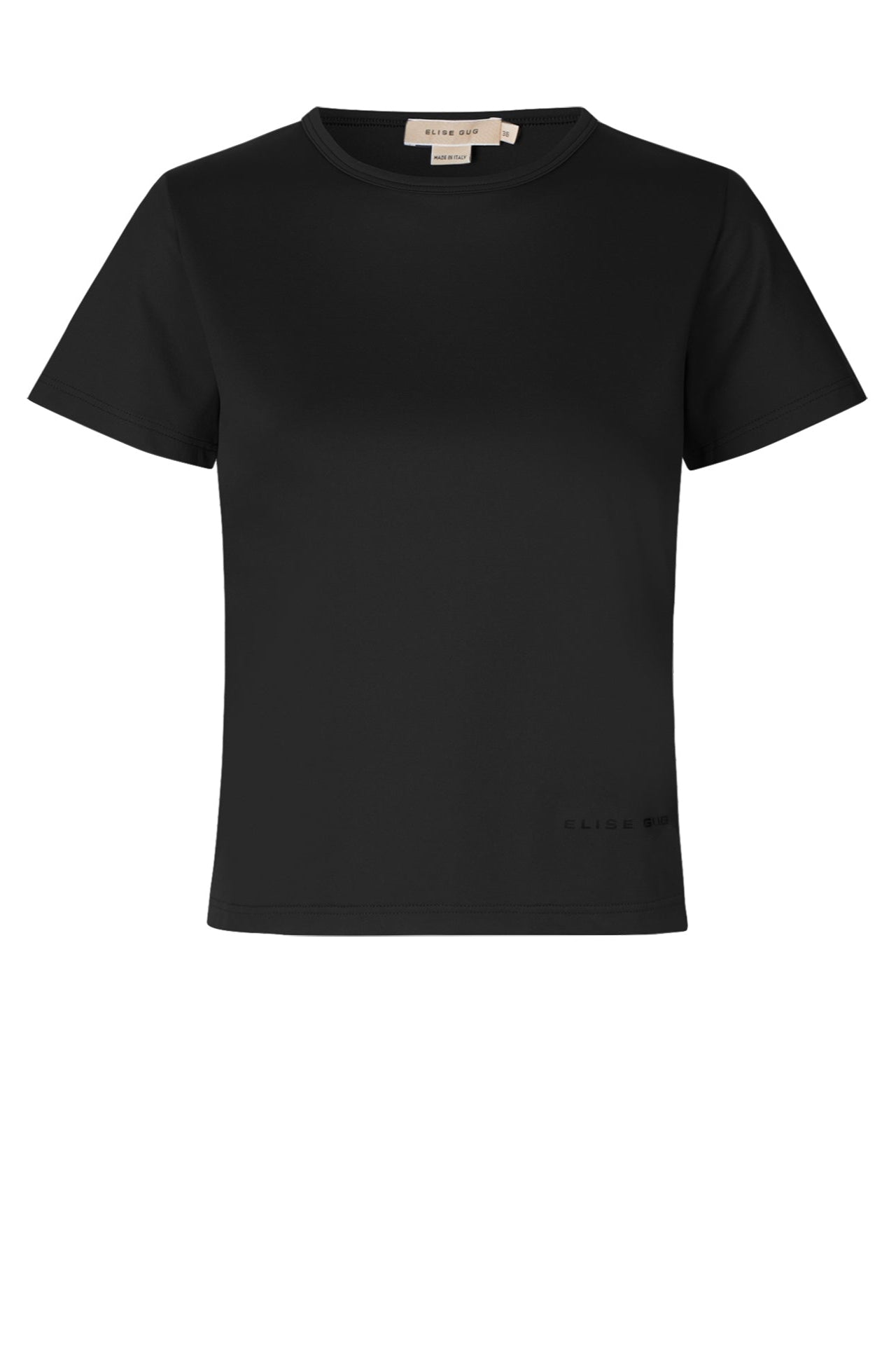Scandinavian luxury black T-shirt with relaxed silhouette and soft drape