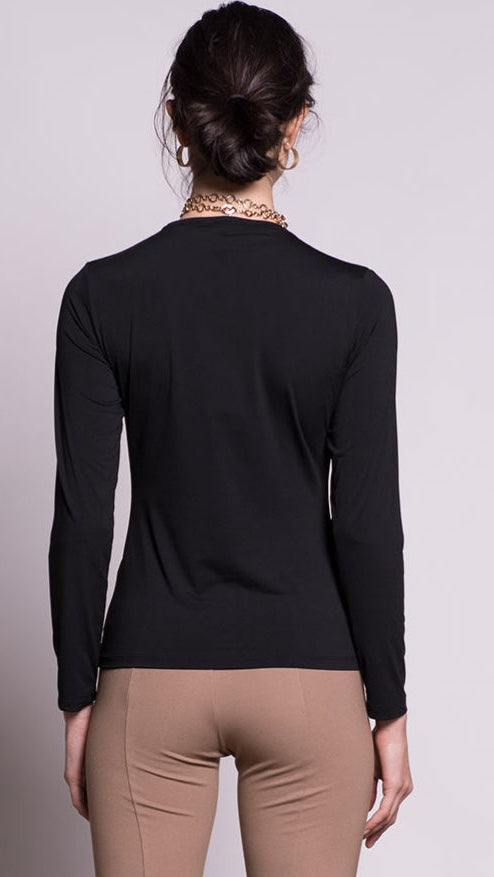 Long-Sleeve Fitted T-Shirt in Nair - Black