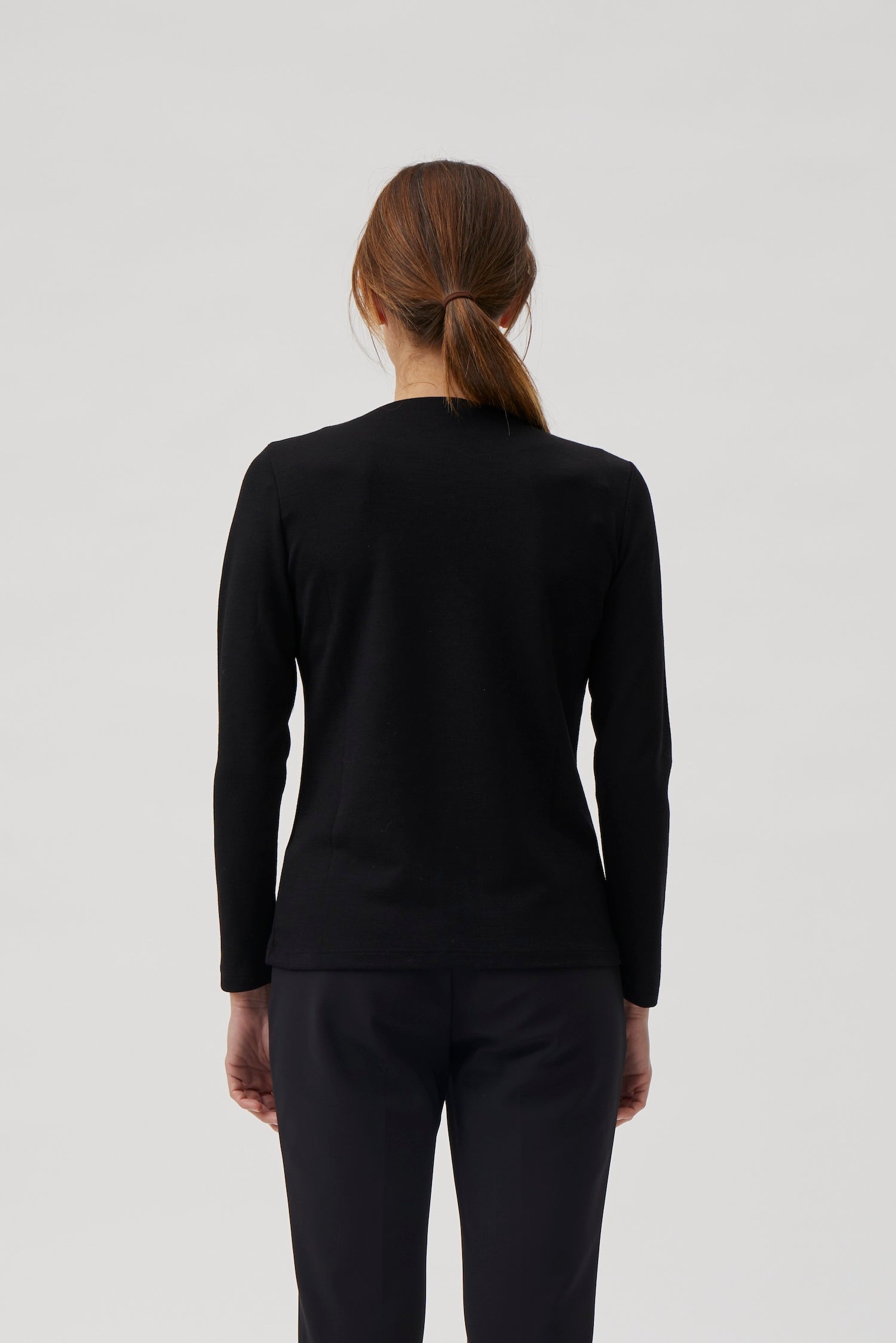 Henley blouse with pearl buttons - Black