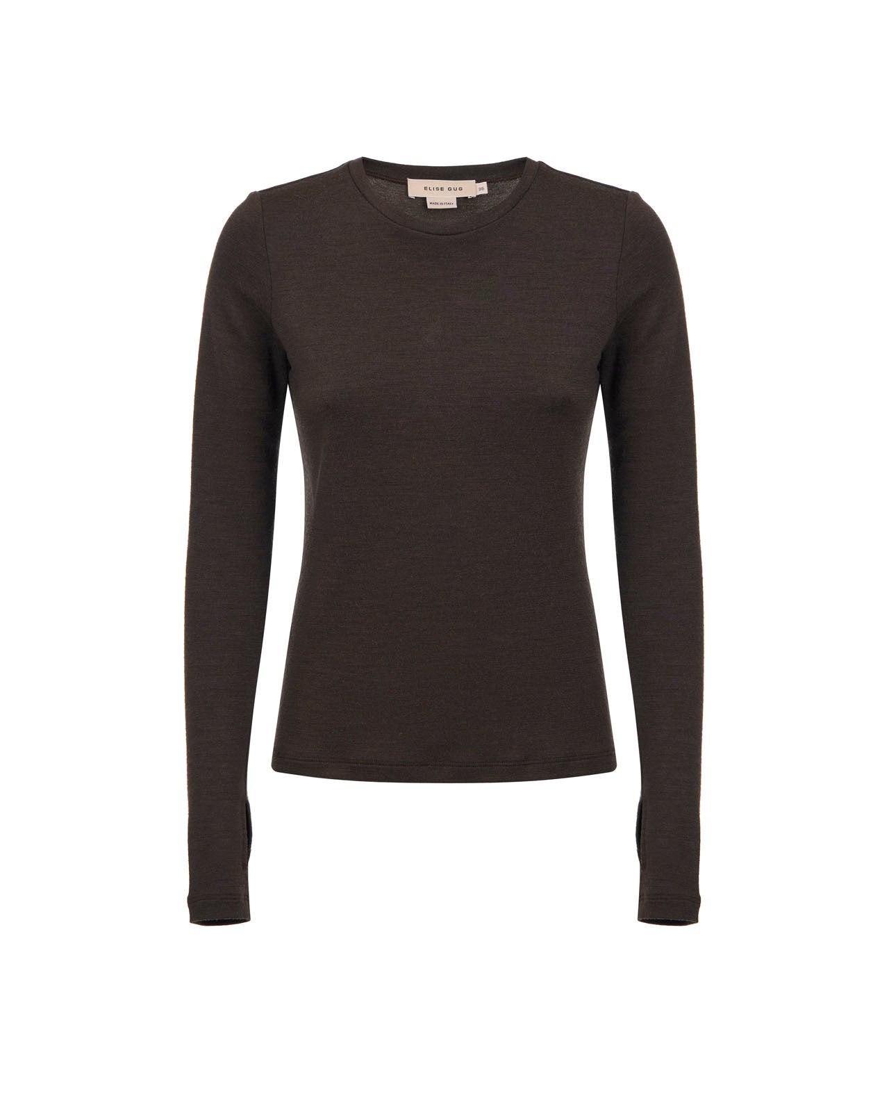 Classic T-shirt blouse detail at wrist - 1168 Cioccolato