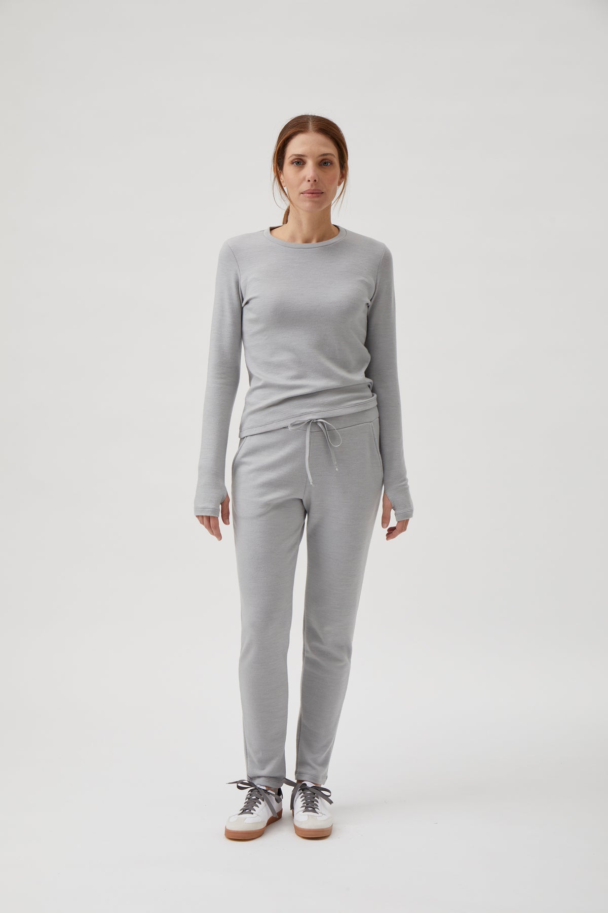 Classic T-shirt Blouse with Wrist Detail – Darfo 1168 Light Grey