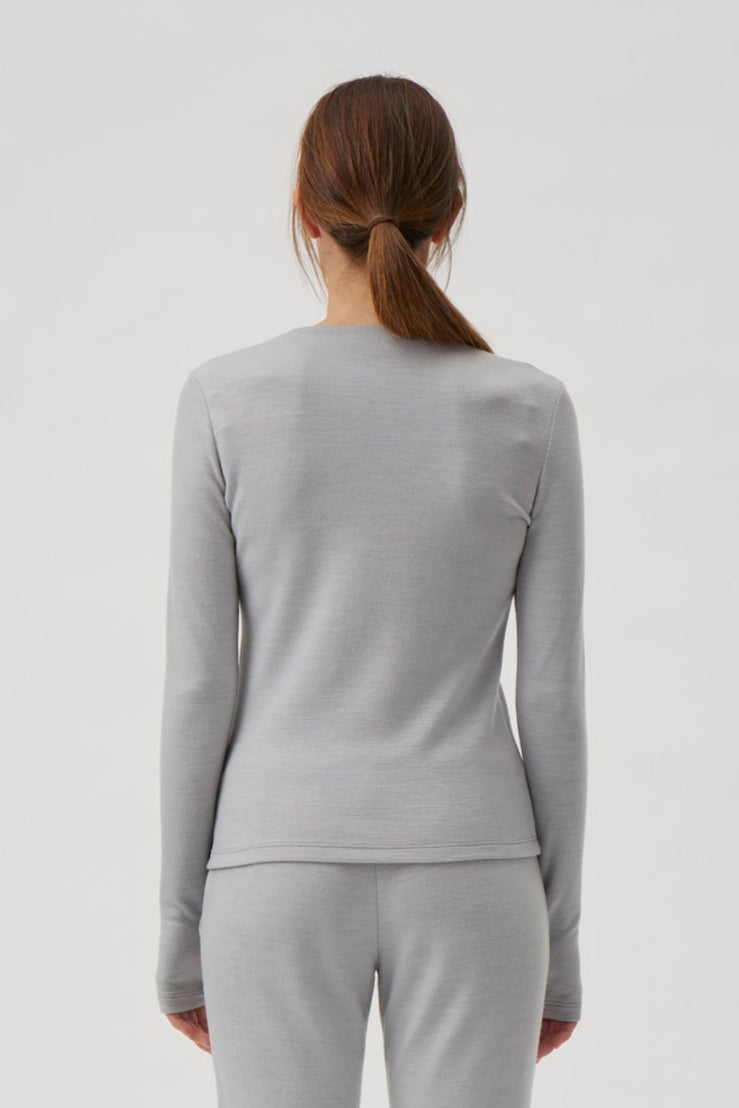 Classic T-shirt blouse detail at wrist  - 1168 Light grey
