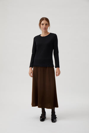 Wide flared skirt - Chocolate