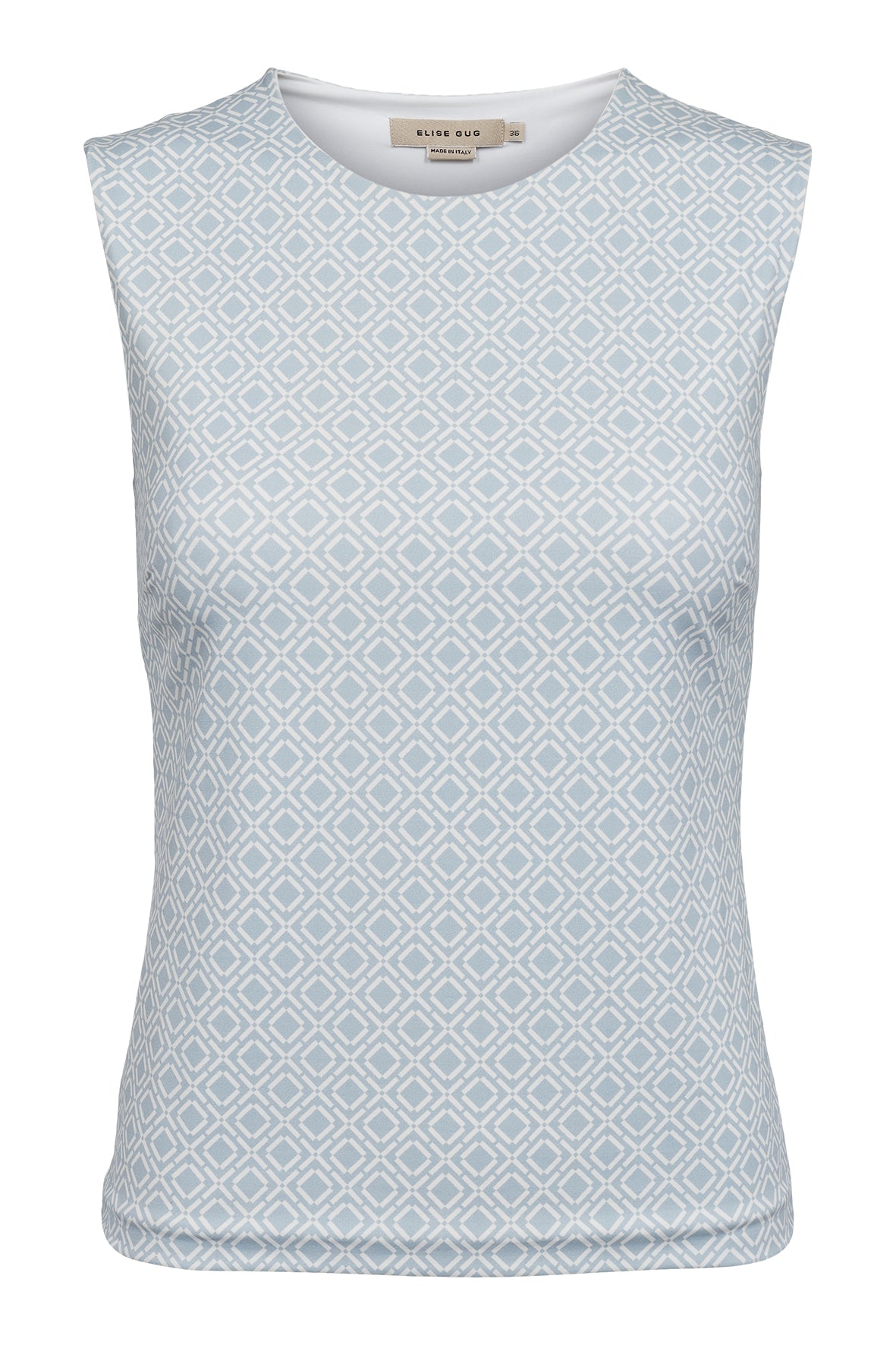 Sleeveless Top in Print Nilo Jersey – Elise Gug | 1182 Print Light Blue Crew