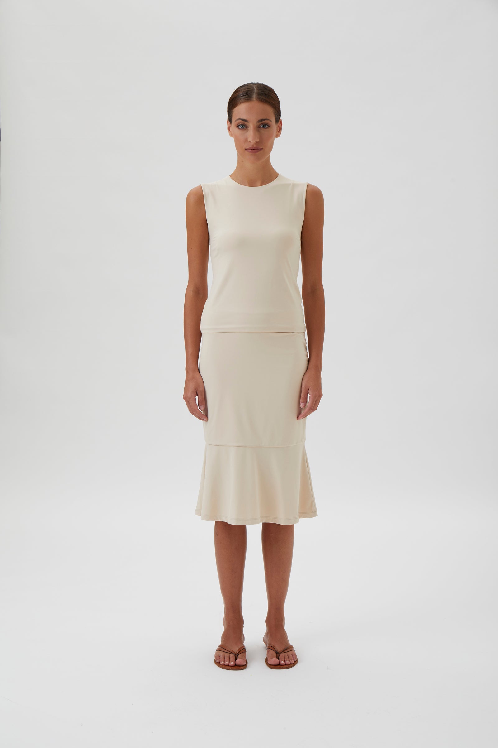 Sleeveless Top in Double-Layer Nilo Jersey – Nilo 1182 Cream