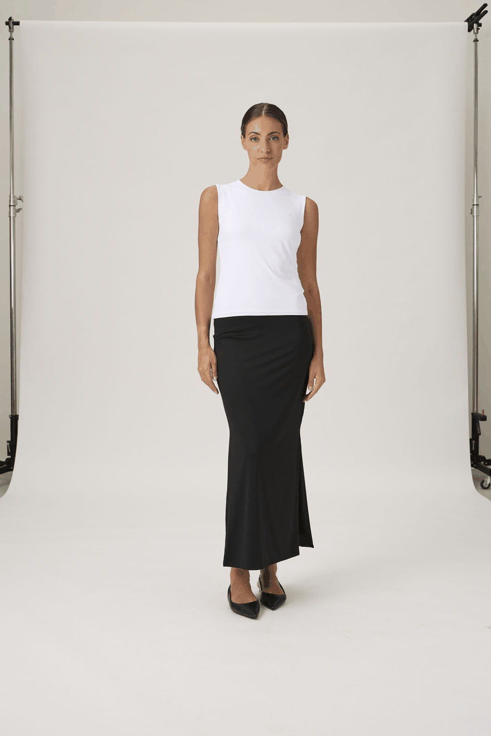 Graceful Maxi Skirt with Sophisticated Slit - Black