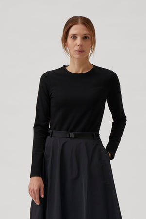 Long sleeve blouse with grosgrain - Black