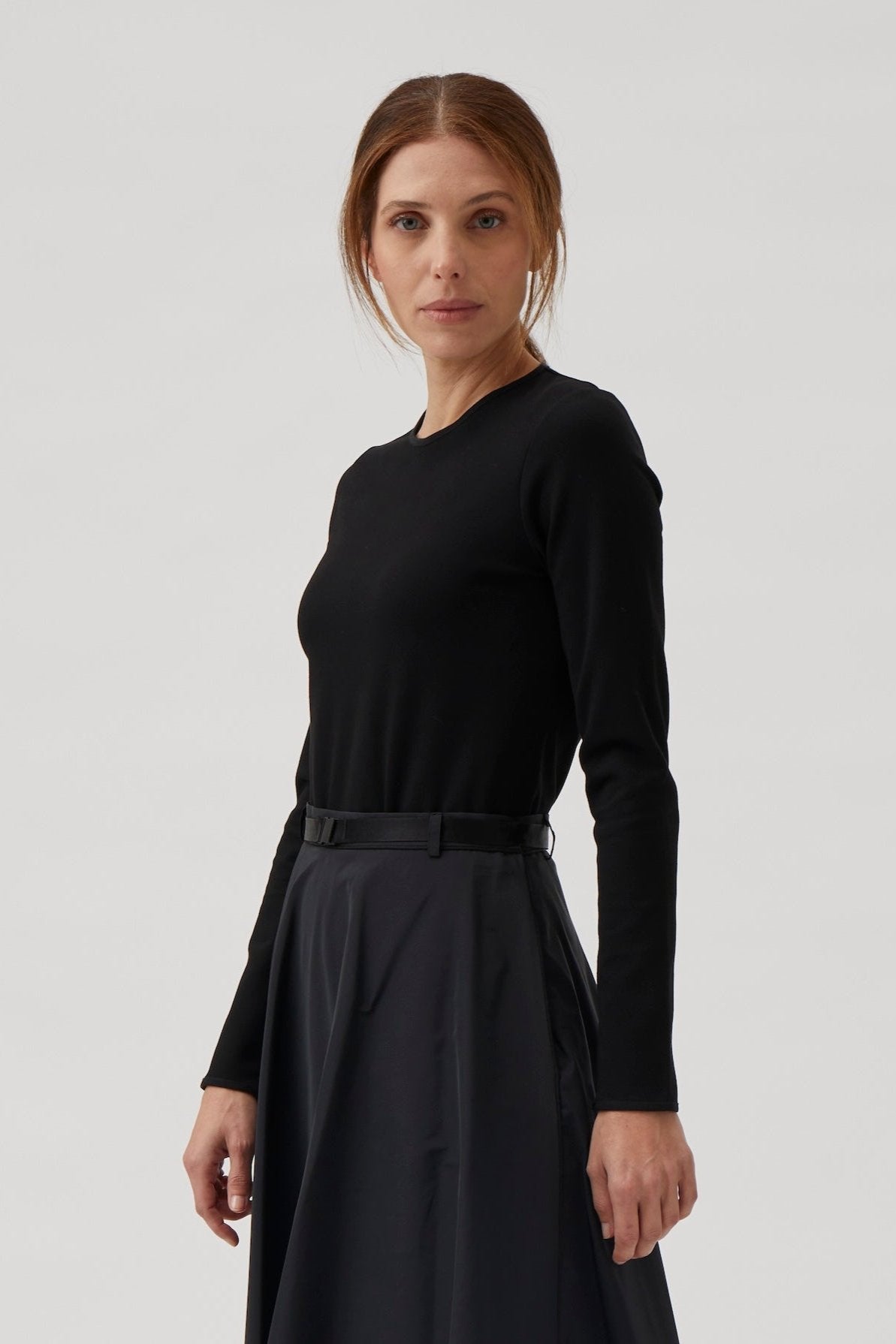 Long sleeve blouse with grosgrain - Black