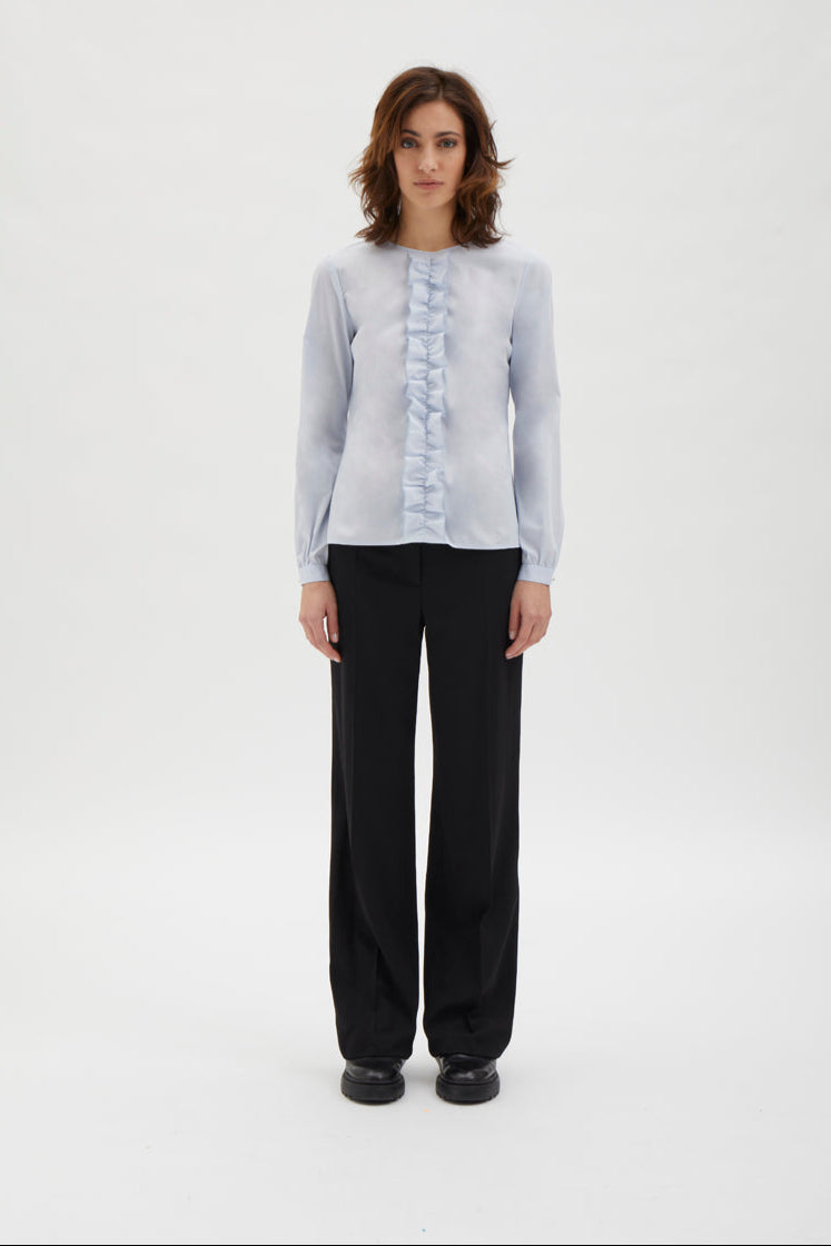 Classic blouse with ruffles - 208 Light Blue