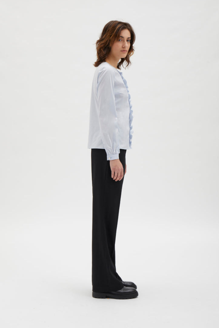 Classic blouse with ruffles - 208 Light Blue