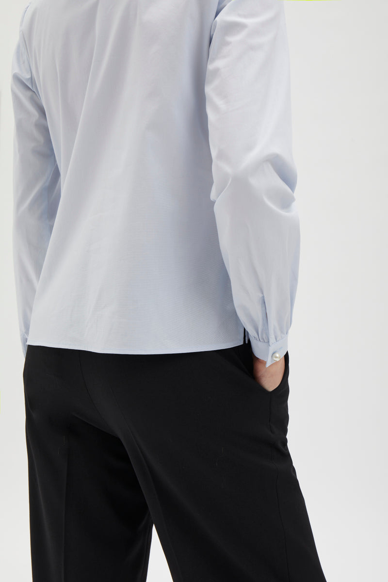 Classic blouse with ruffles - 208 Light Blue