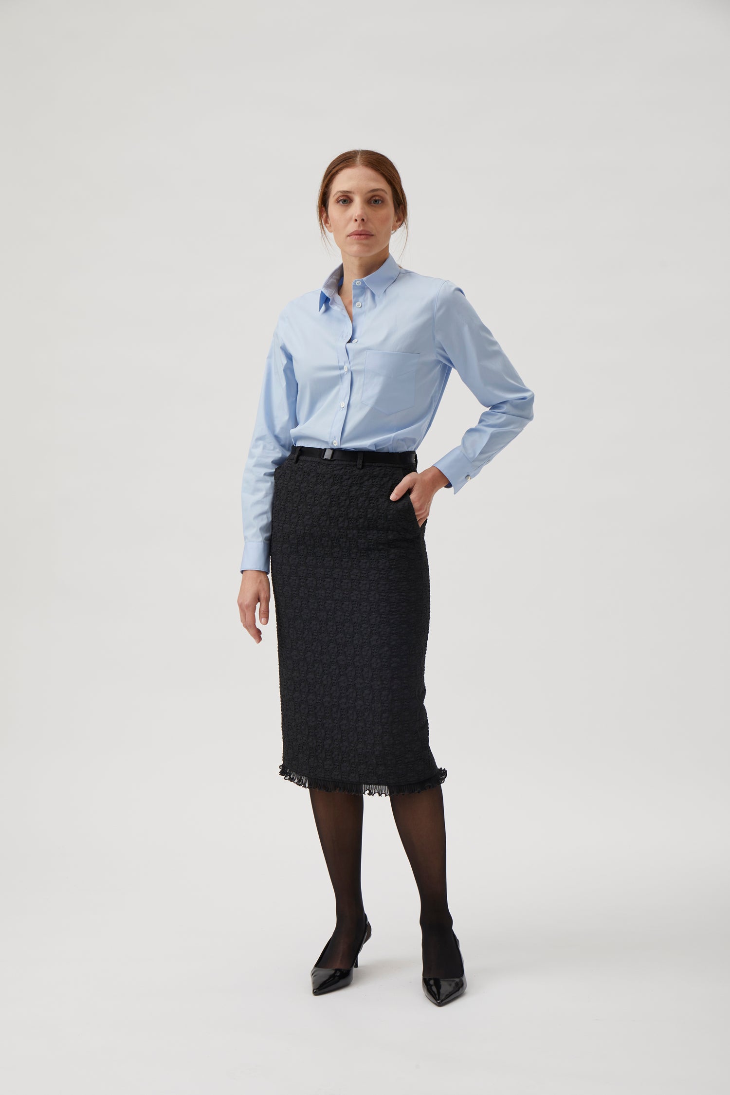 Pencil skirt in jacquard - Black