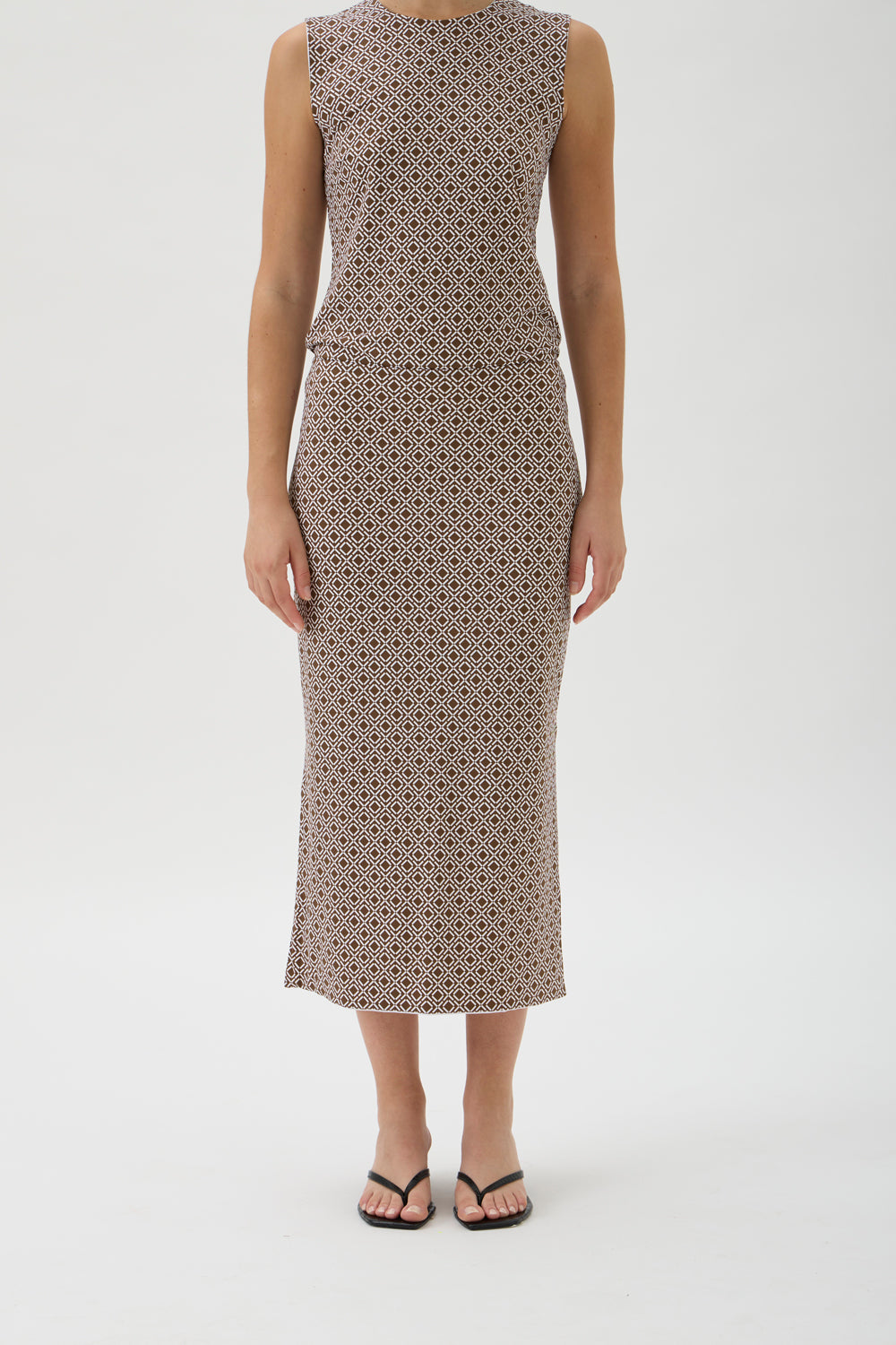 Midi Skirt with Slits – Nilo 3326-M PRINT NOCCIOLA