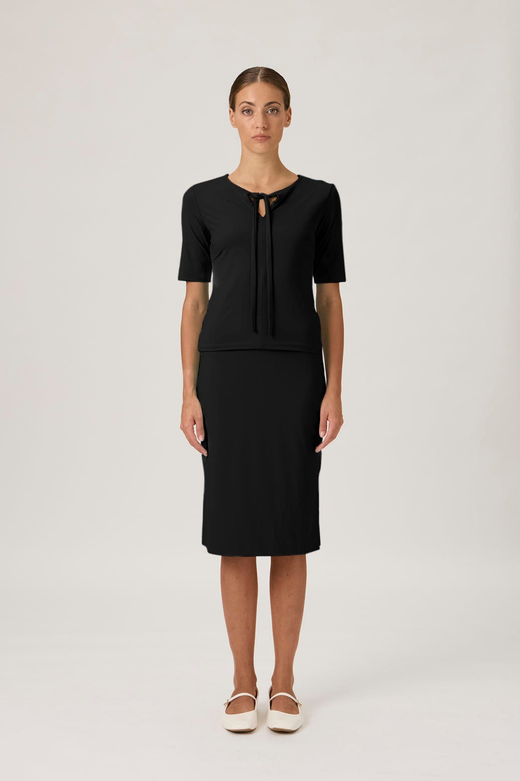 Midi Skirt with Slits – Nilo 3326M BLACK