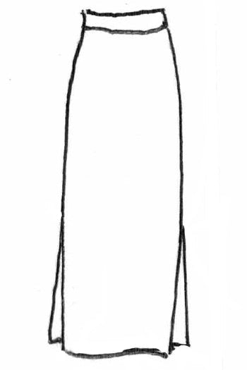 Skirt Long With Slits - 3357 Black