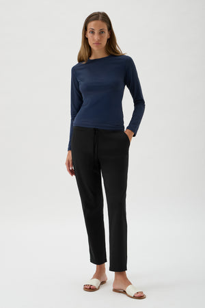 Drawstring Pants Straight Leg - 4015 Nair Black