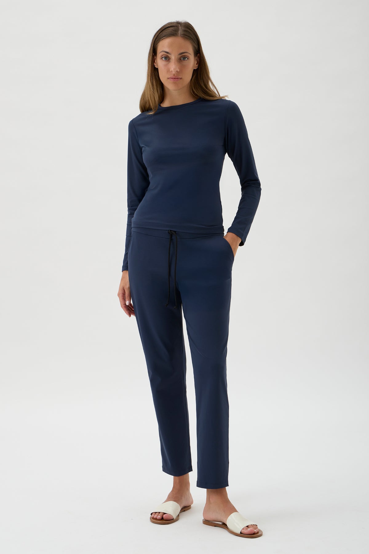 Drawstring Pants Straight Leg -  4015 NAIR BLUE CREW