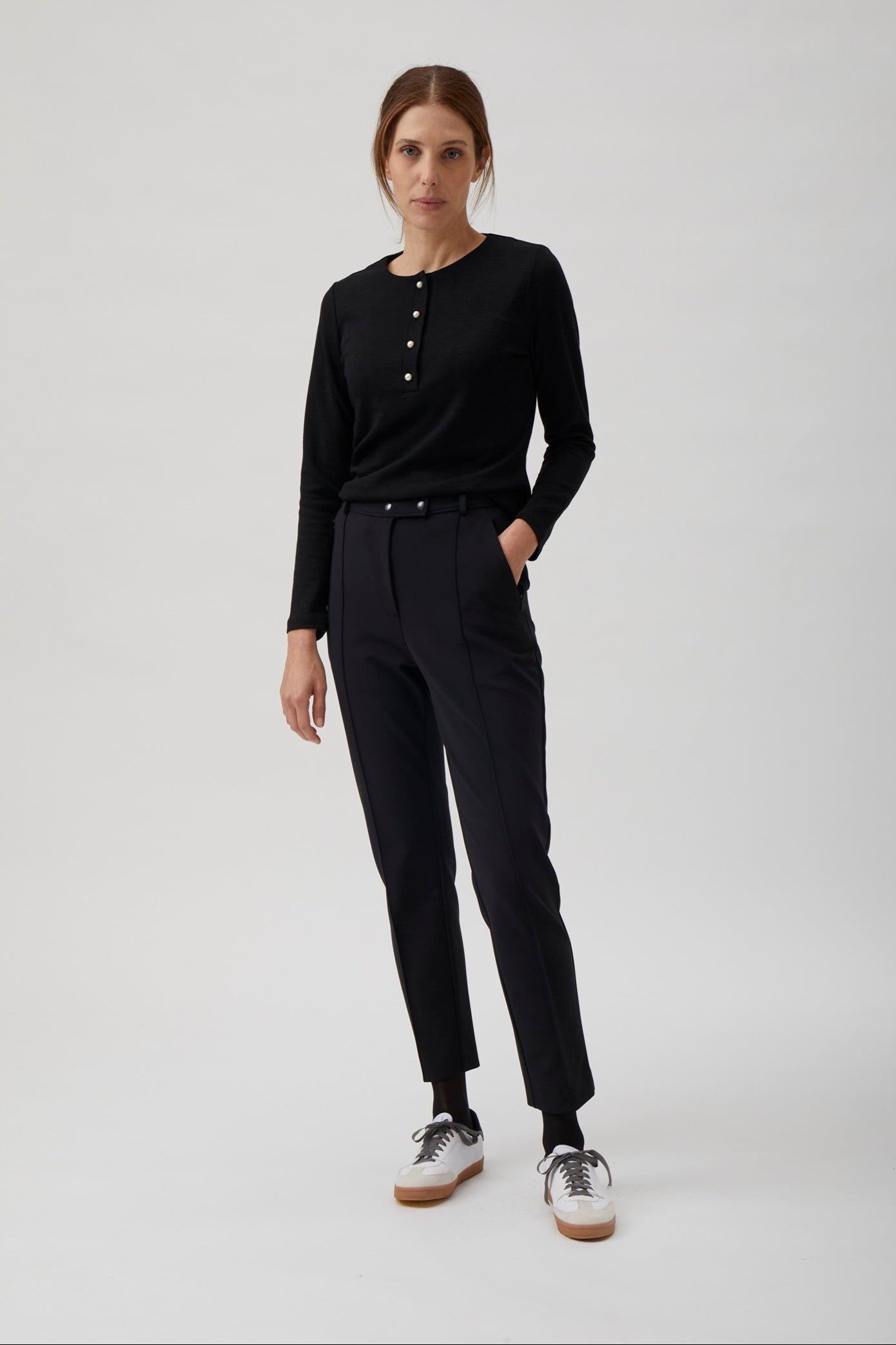 Slim High Waisted Pants - 4019 Black