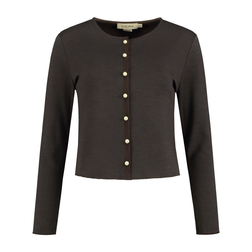 Cardigan with Pearl Buttons – Darfo 5004 Cioccolato