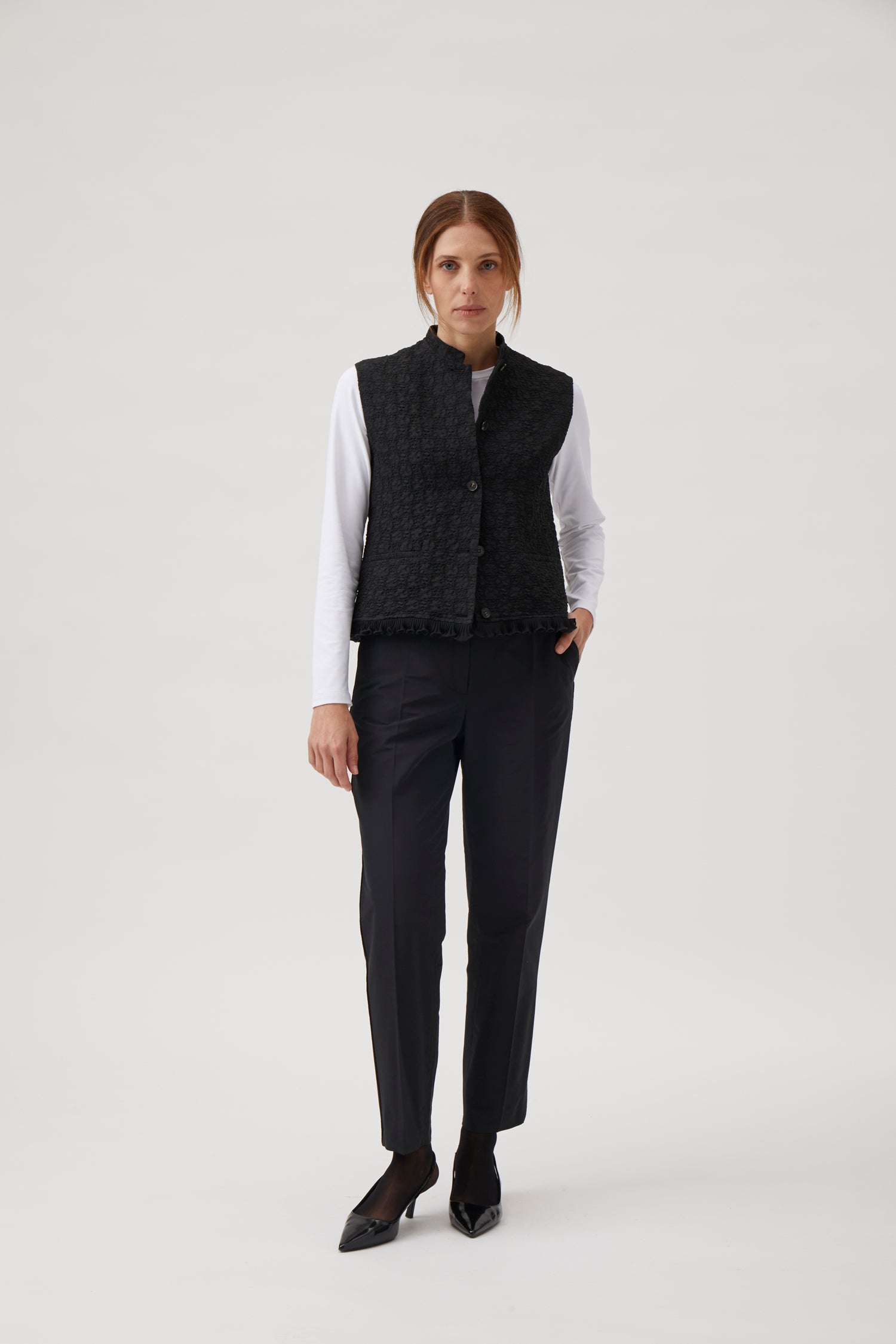 Short waistcoat in jacquard - Black