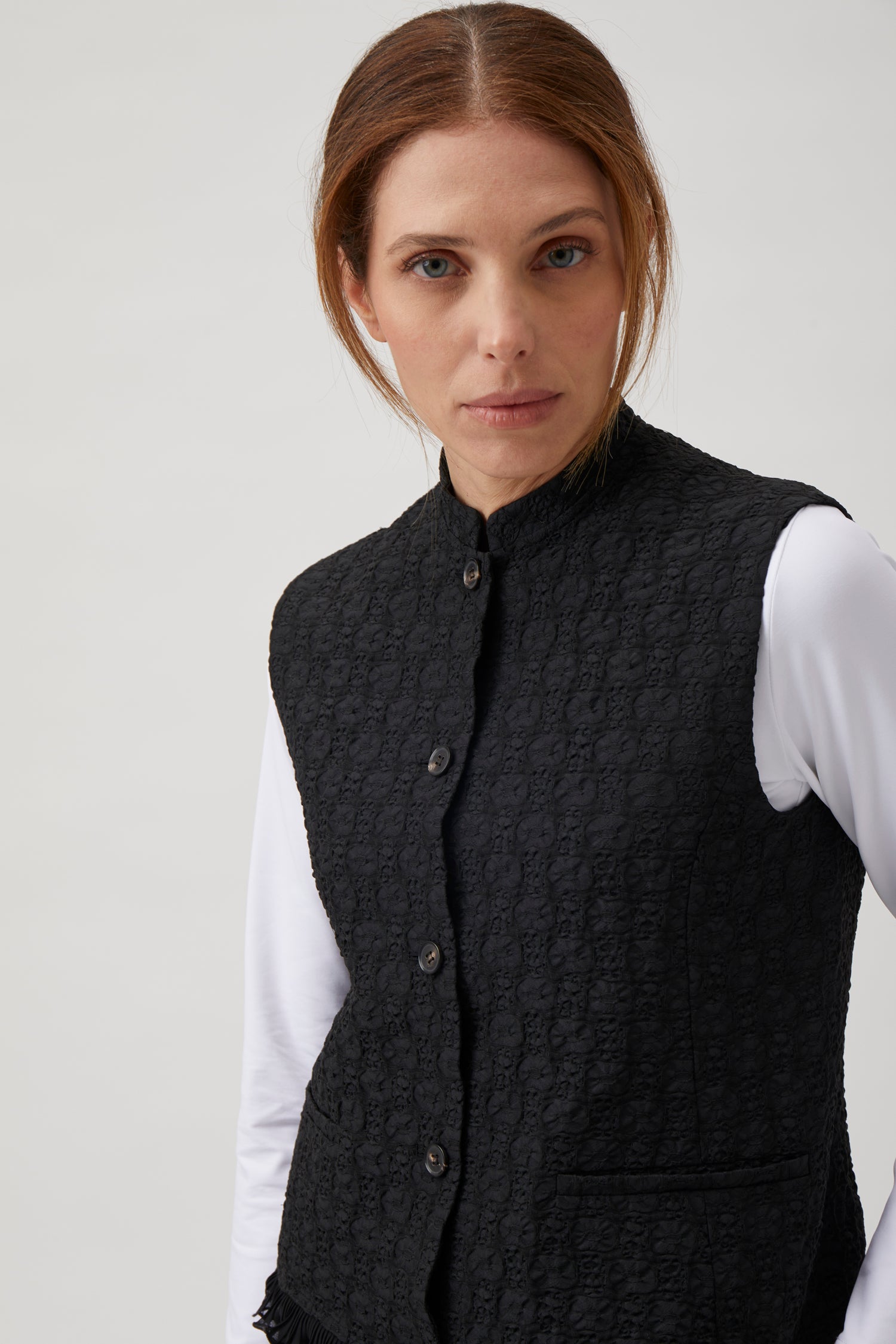 Short waistcoat in jacquard - Black