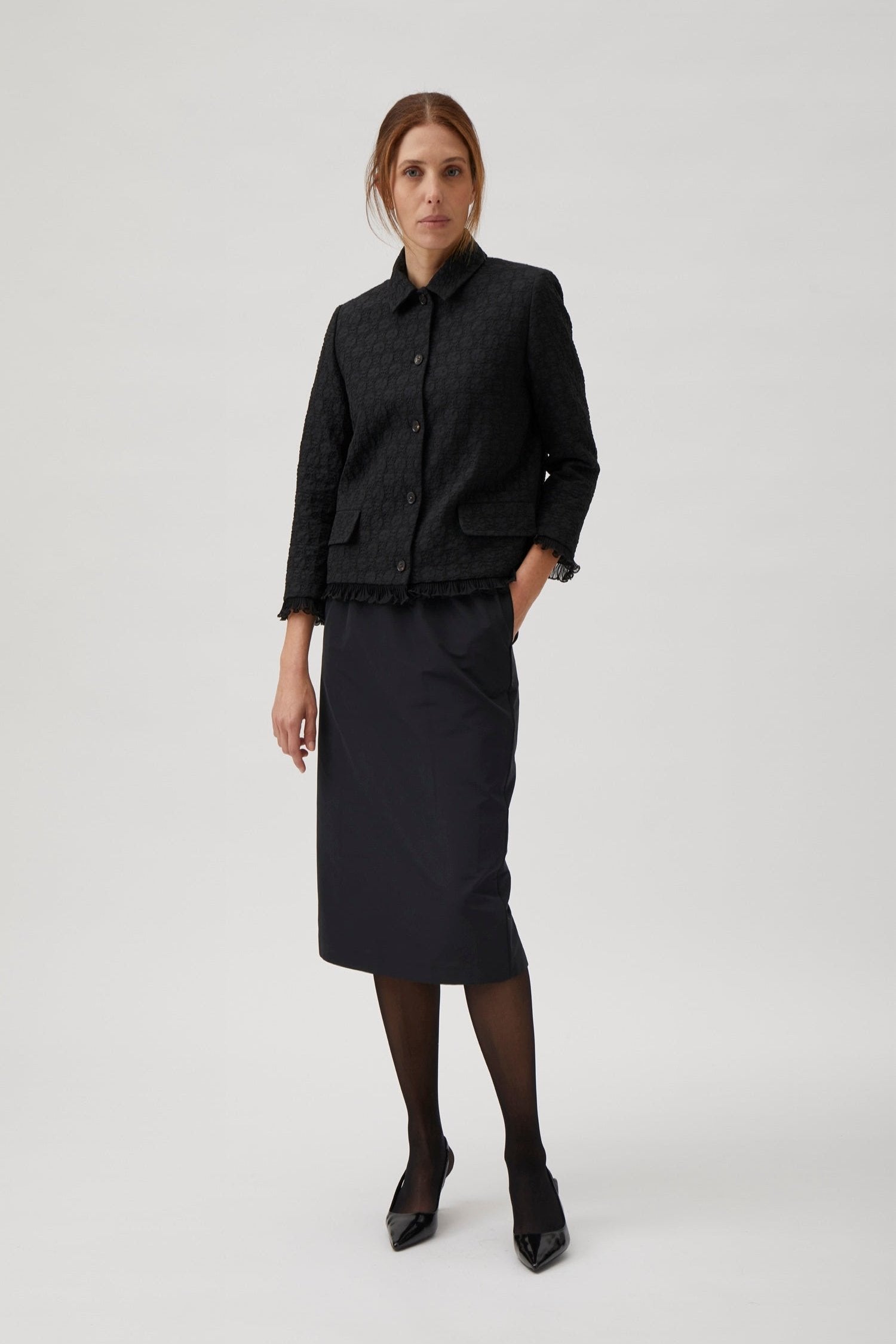 Short jacket in jacquard - Black