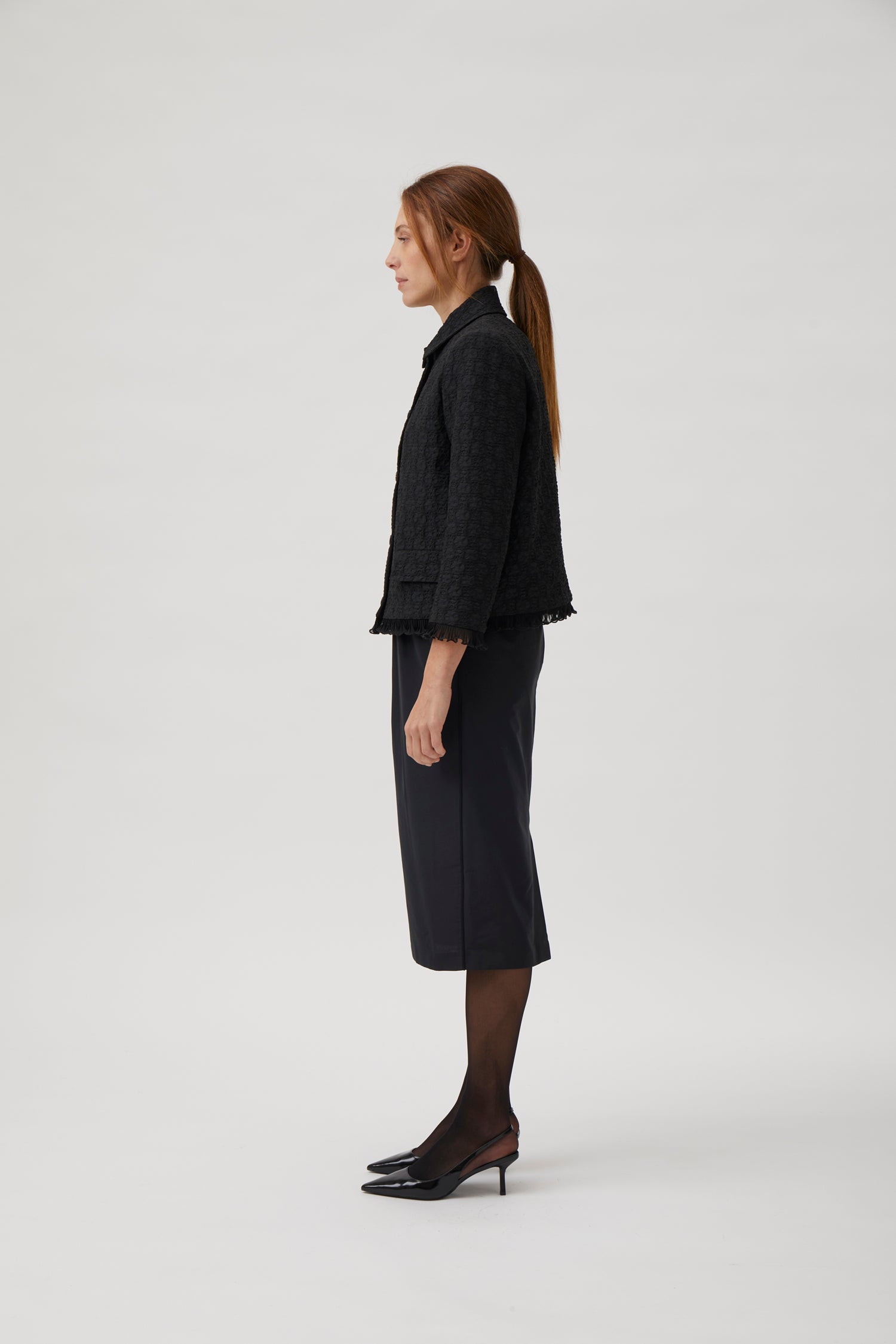 Short jacket in jacquard - Black