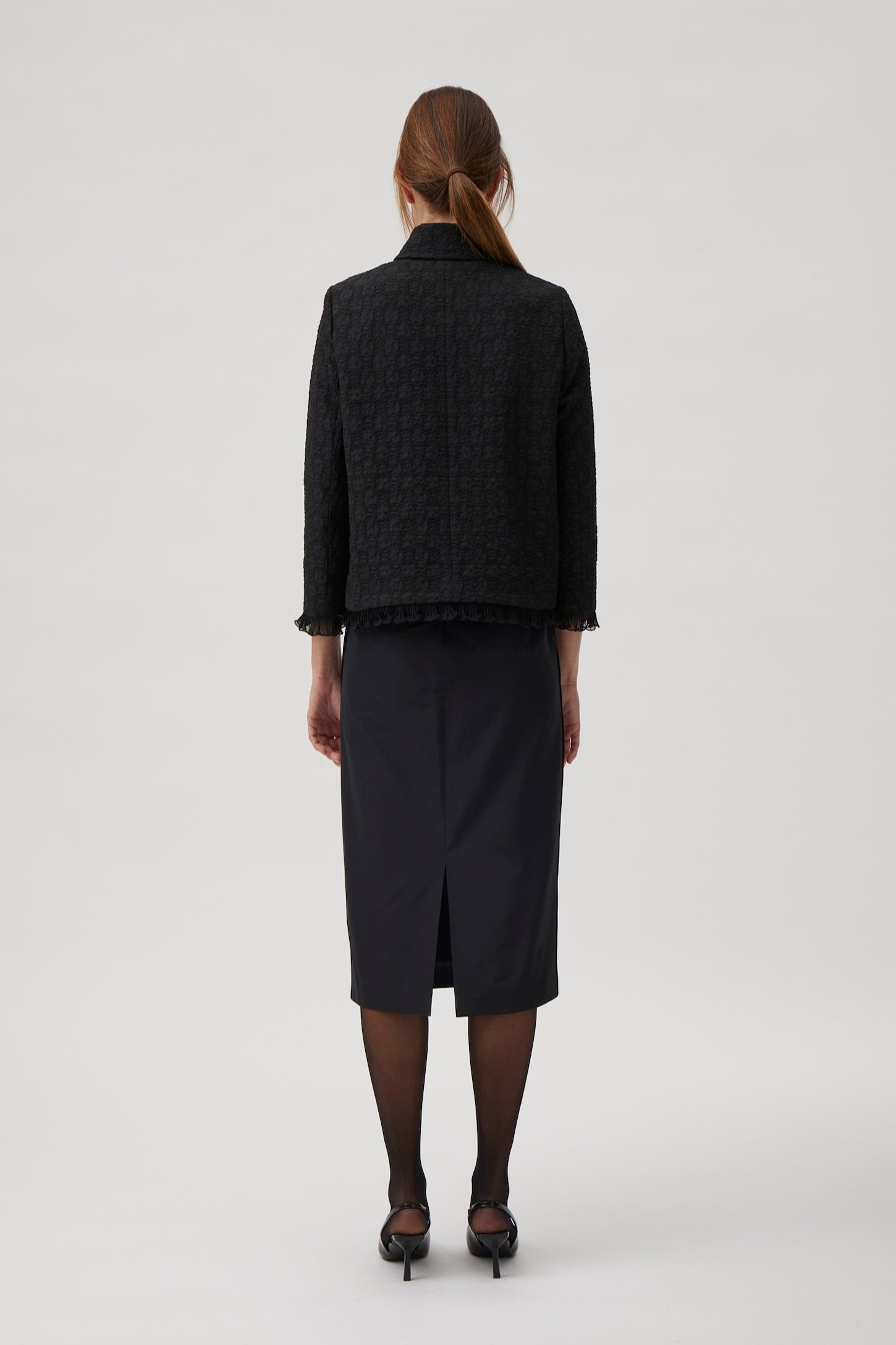 Short jacket in jacquard - Black