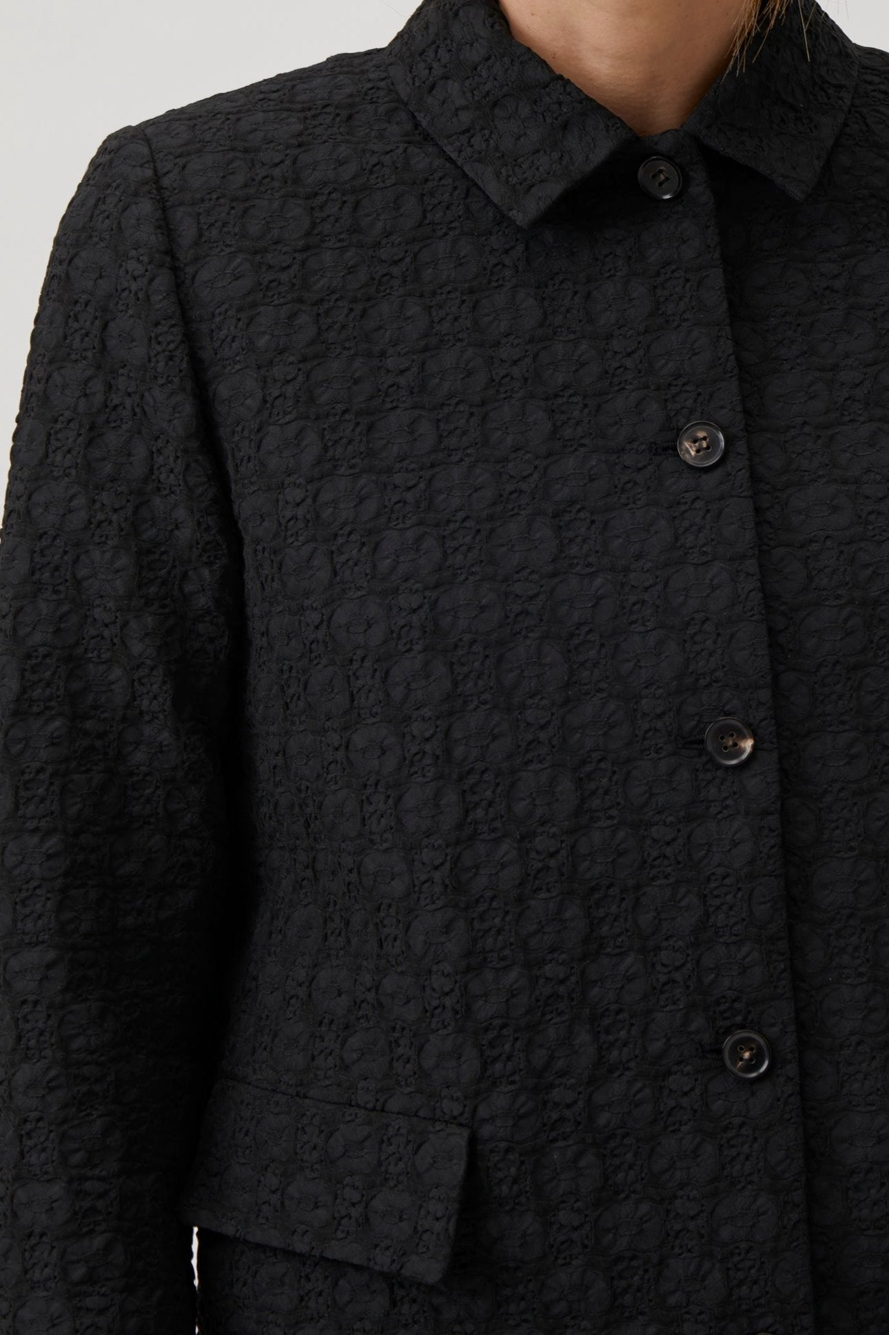 Short jacket in jacquard - Black