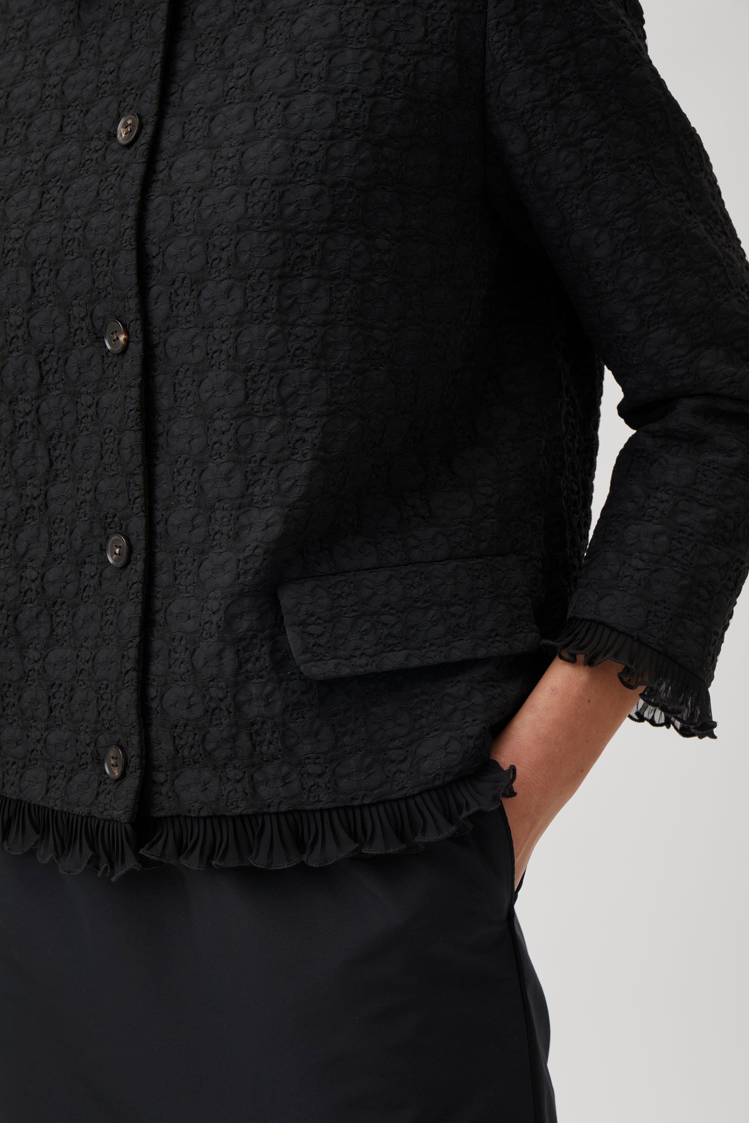 Short jacket in jacquard - Black