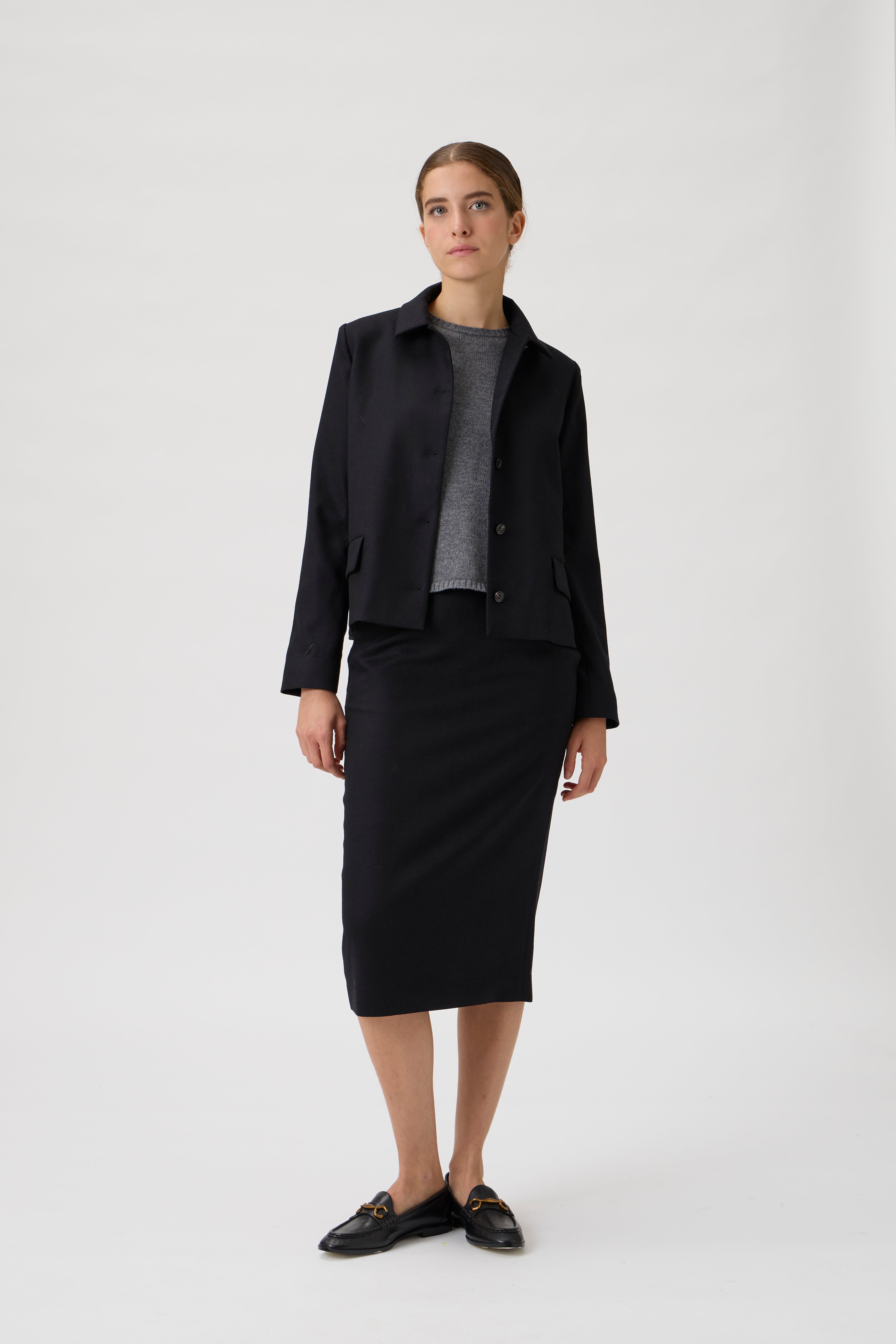 Short jacket in flanella - Black