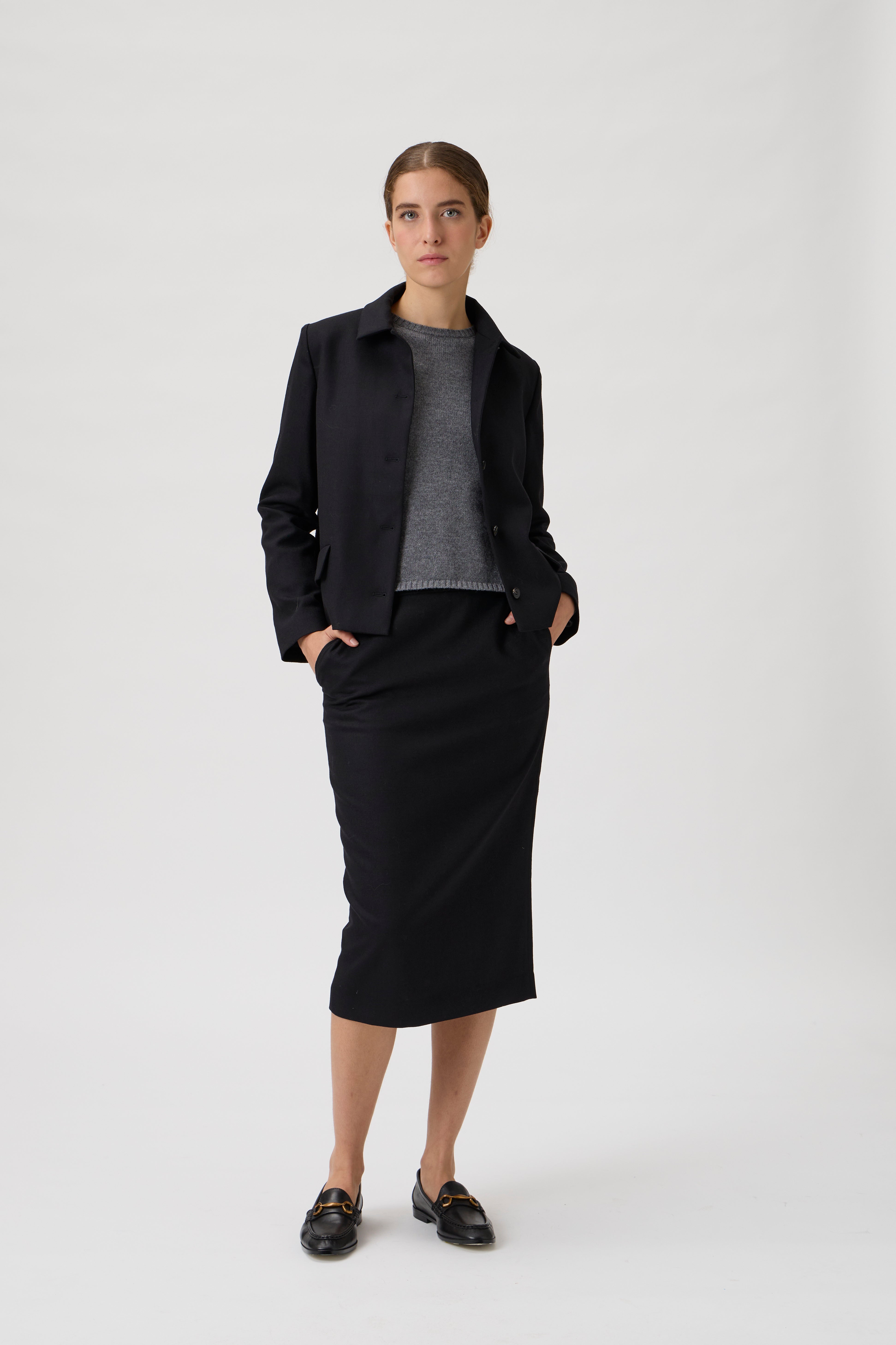 Short jacket in flanella - Black